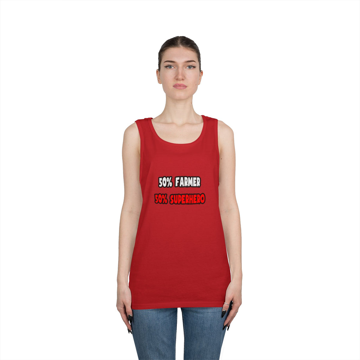 Half Farmer ... Half Superhero - Unisex Heavy Cotton Tank Top