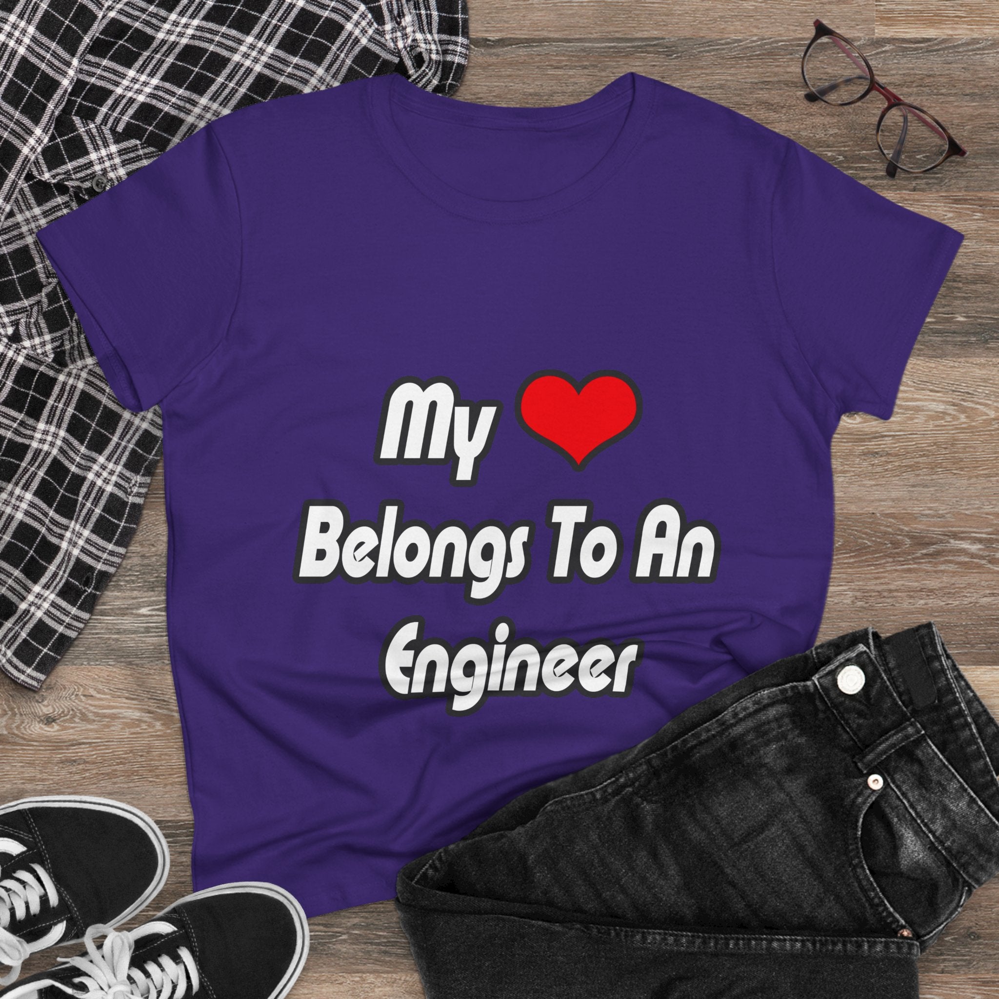My Heart Belongs To An Engineer - Women's Midweight Cotton Tee