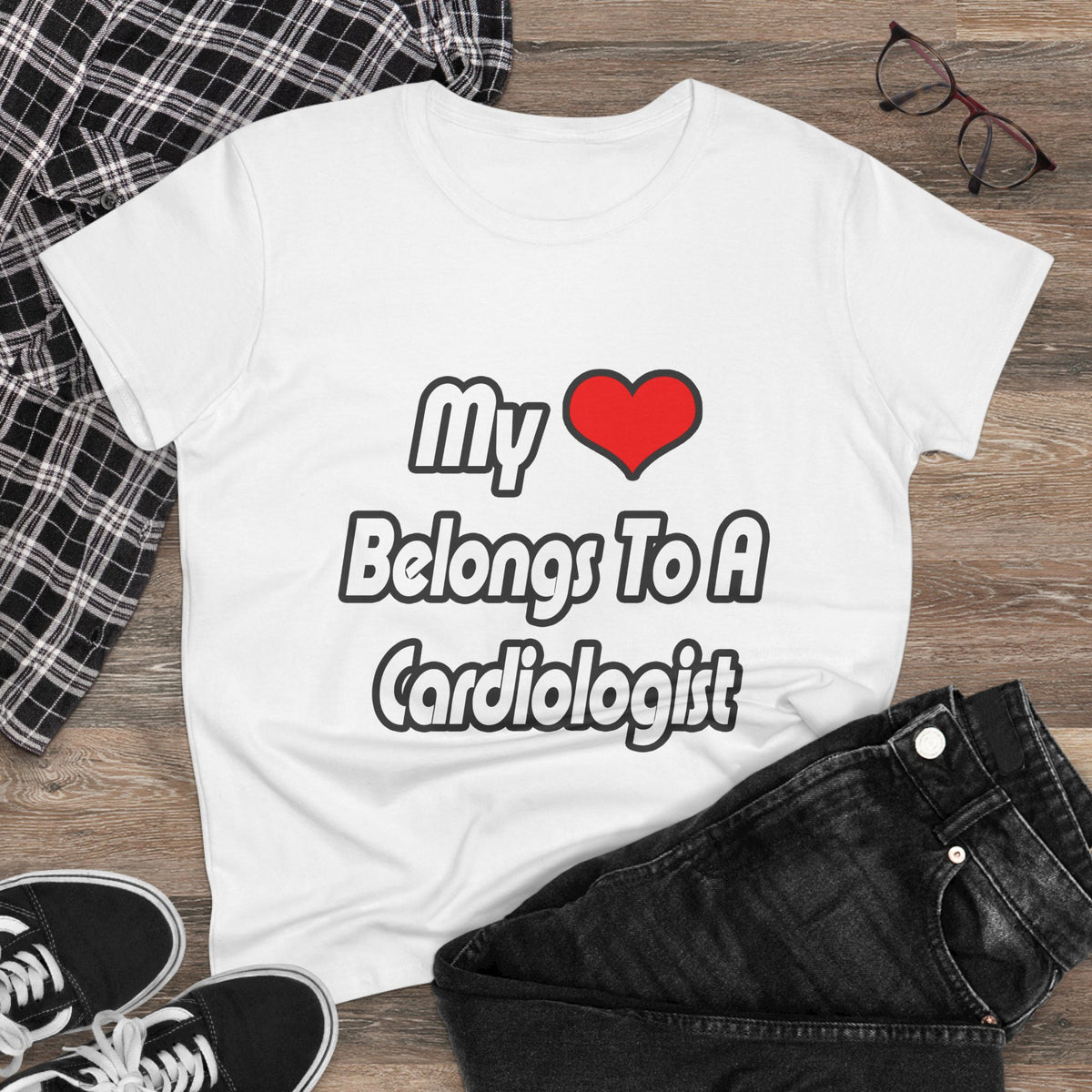 My Heart Belongs To A Cardiologist - Women's Midweight Cotton Tee