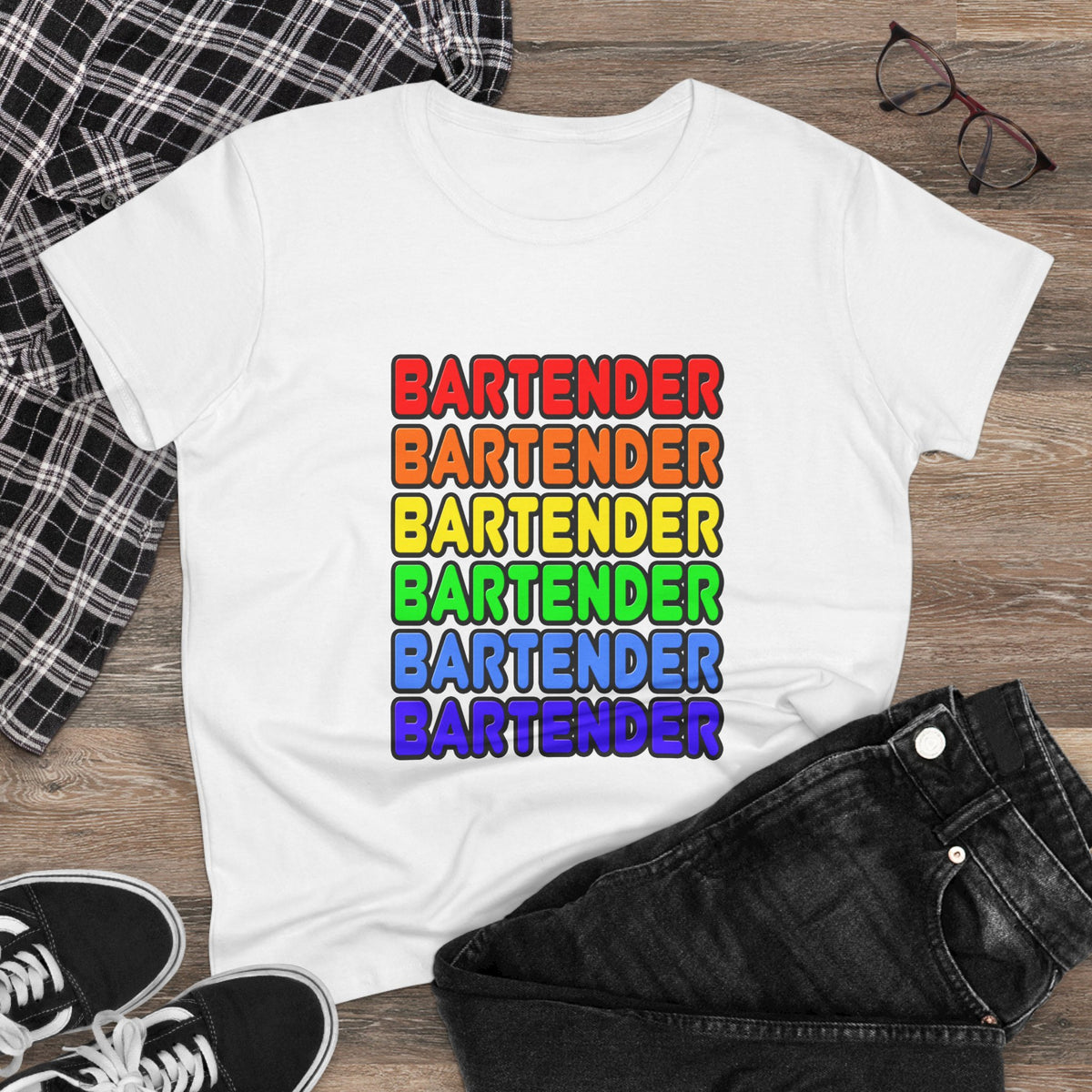 Rainbow Bartender - Women's Midweight Cotton Tee