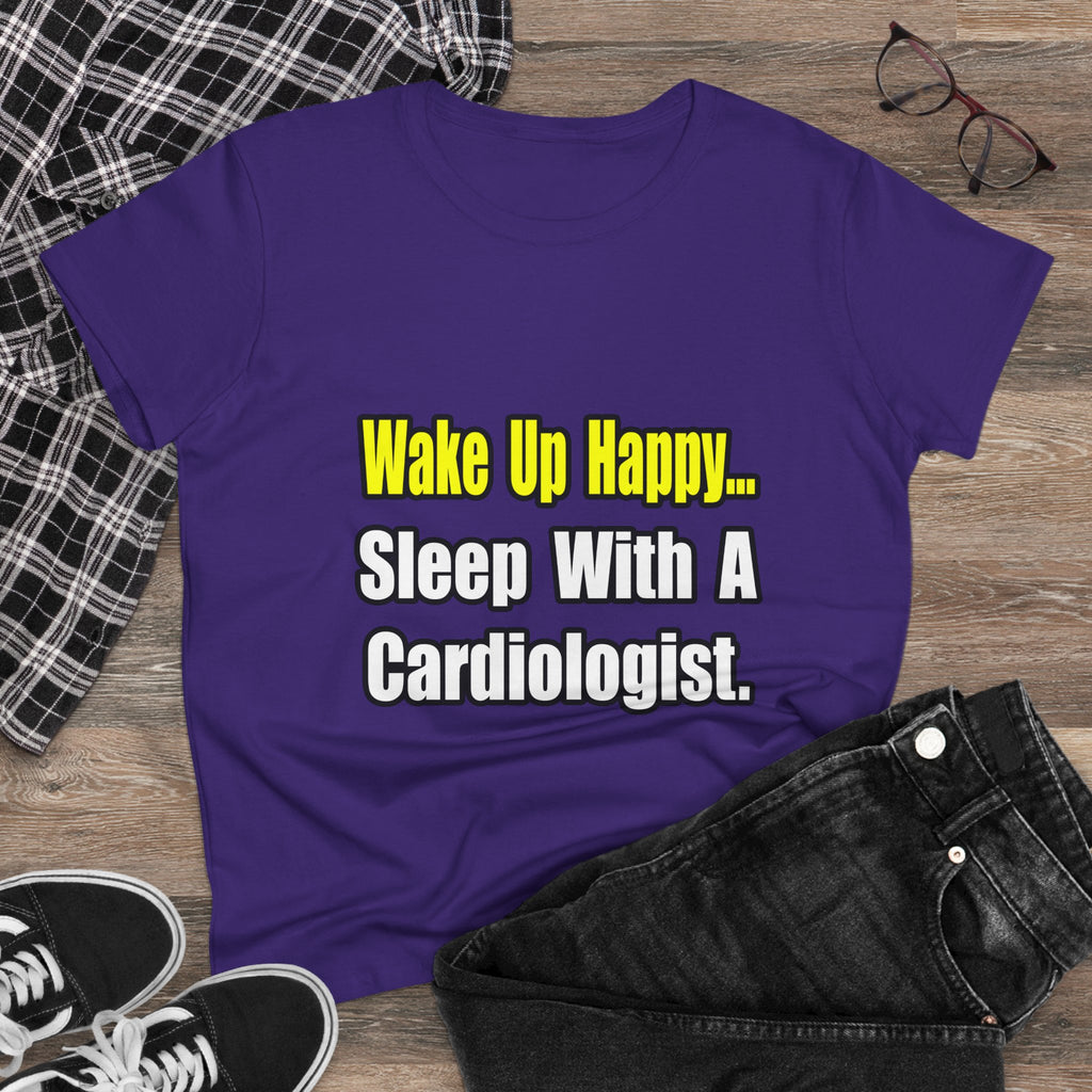 Sleep With a Cardiologist - Women's Midweight Cotton Tee