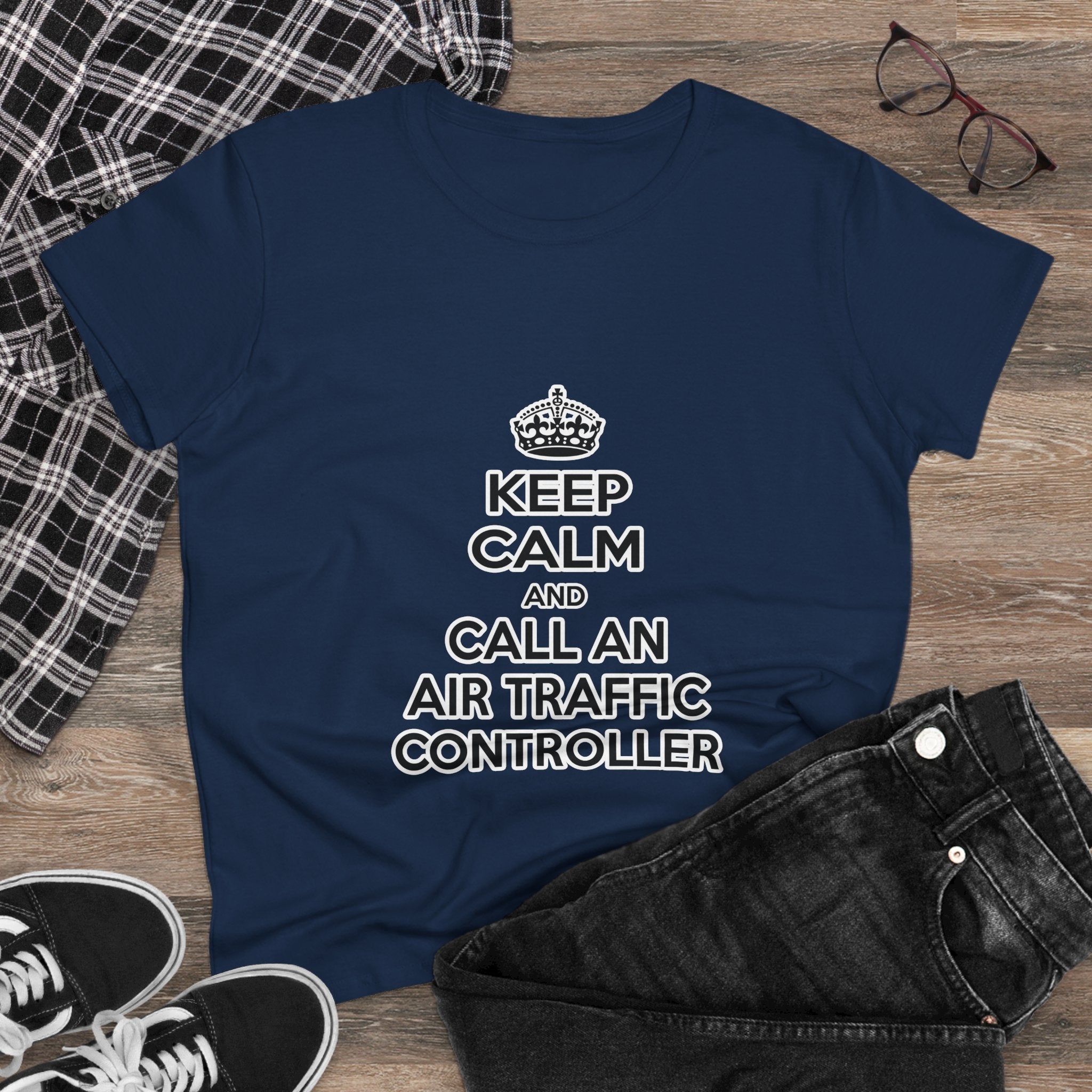 Keep Calm and Call an Air Traffic Controller - Women's Midweight Cotton Tee