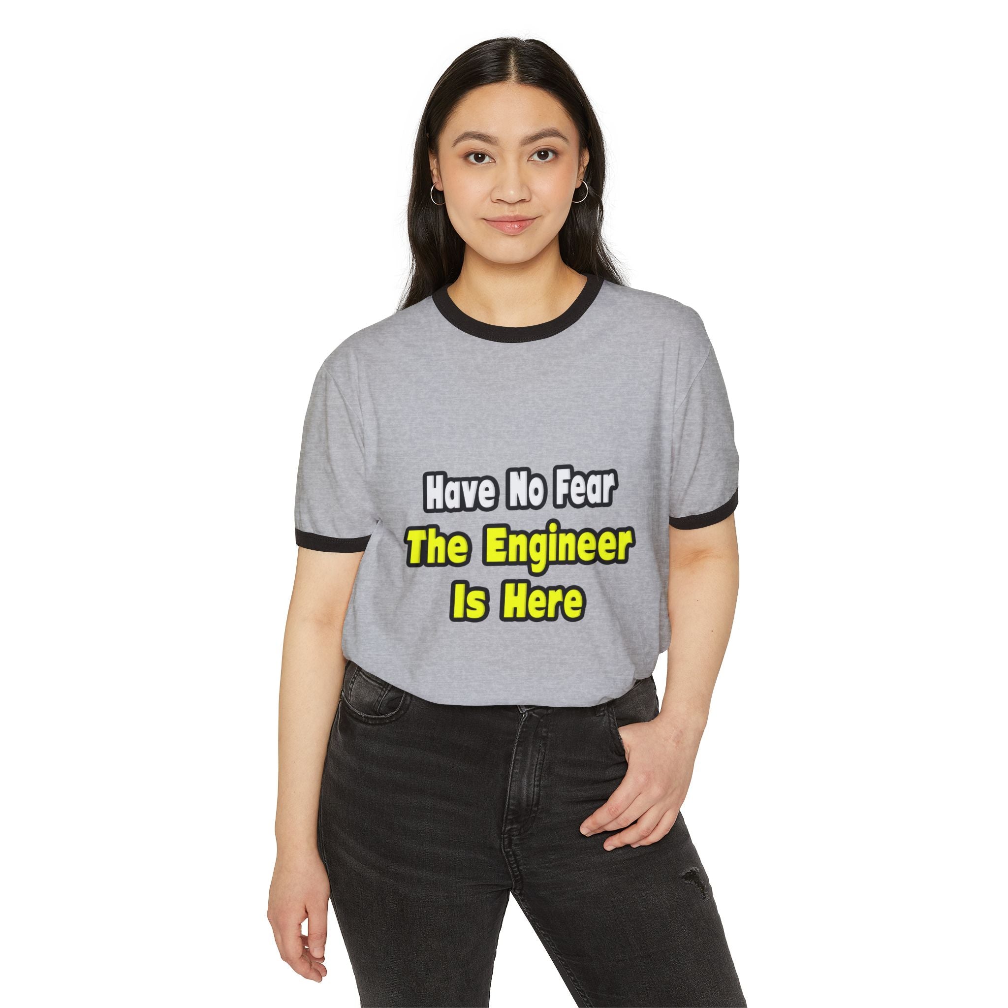 No Fear, The Engineer Is Here - Unisex Cotton Ringer T-Shirt