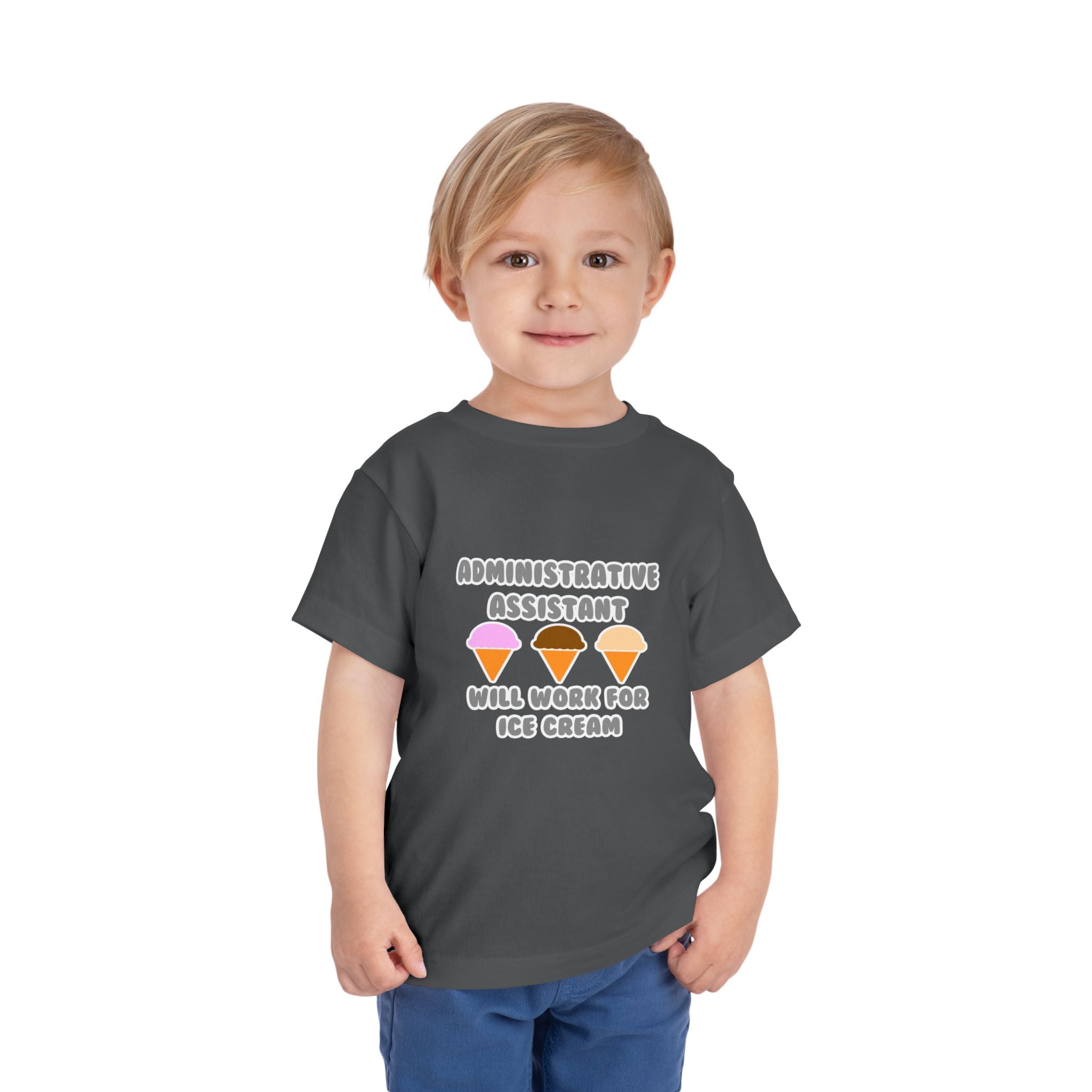 Administrative Asst ... Will Work For Ice Cream - Toddler Short Sleeve Tee