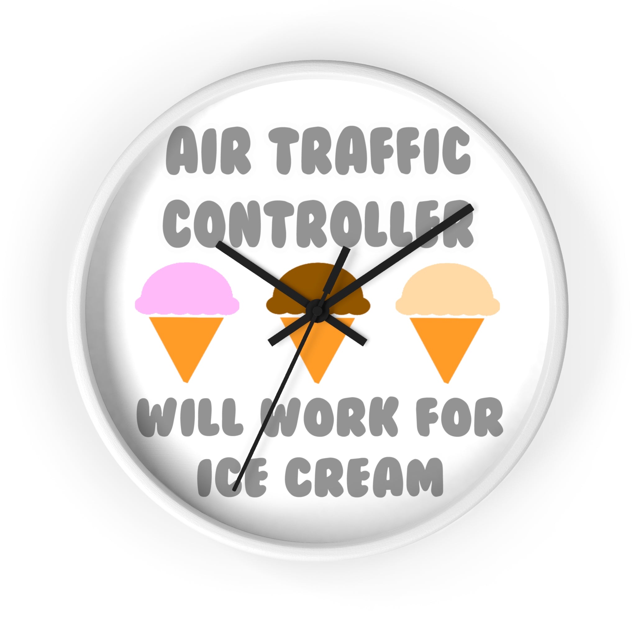 Air Traffic Controller ... Will Work For Ice Cream - Wall Clock