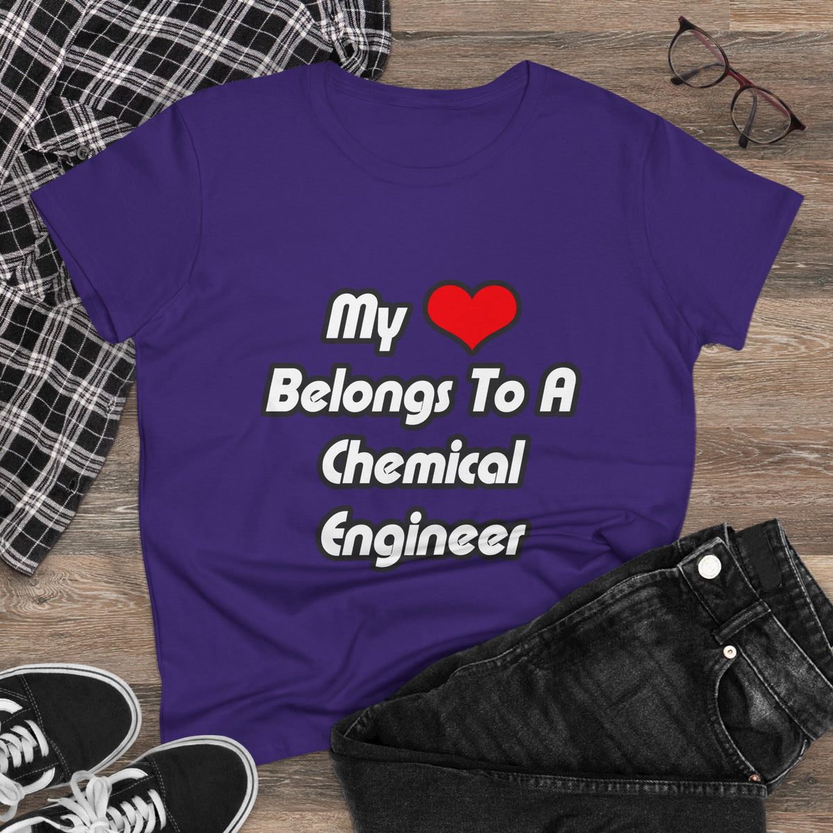 My Heart Belongs To A Chemical Engineer - Women's Midweight Cotton Tee