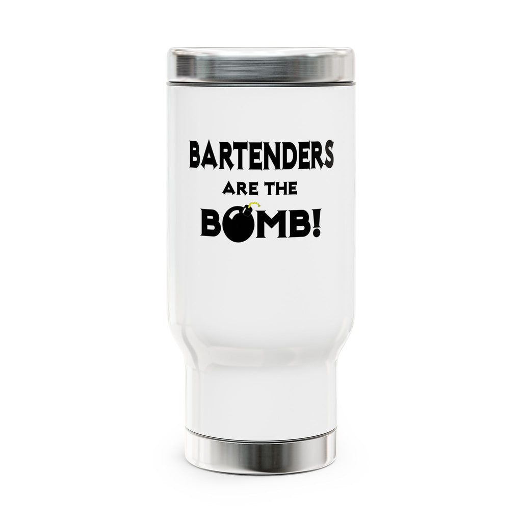 Bartenders Are The Bomb! - Stainless Steel Travel Mug with Handle, 14oz