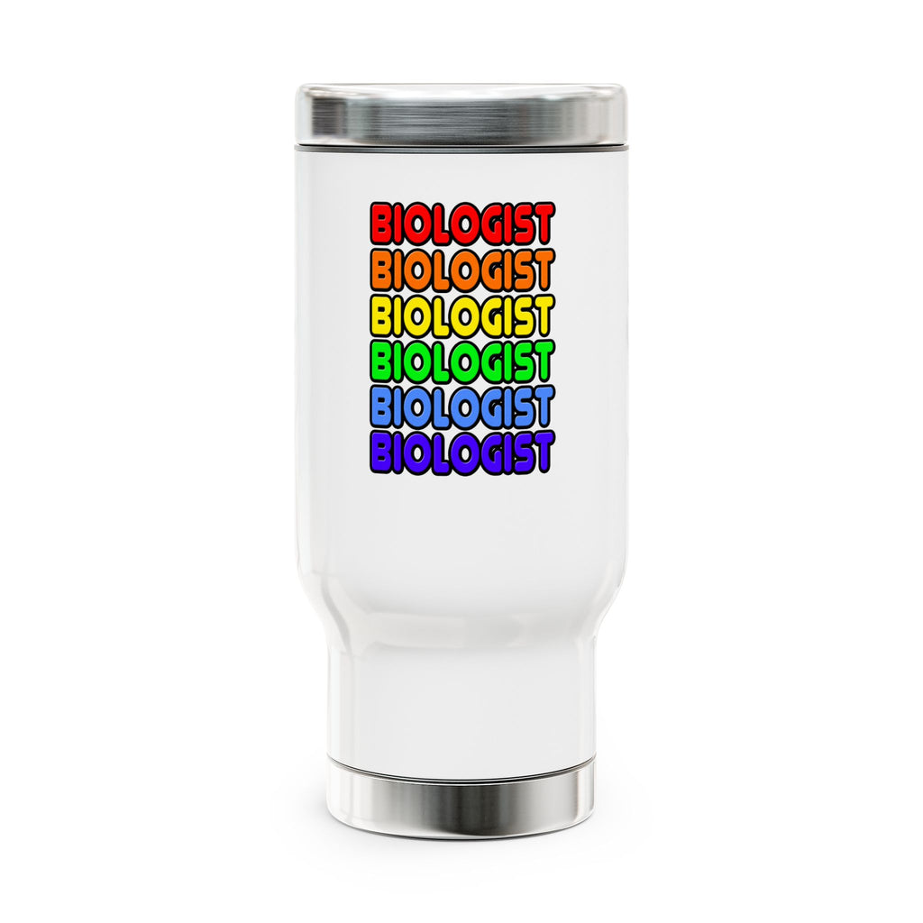 Rainbow Biologist - Stainless Steel Travel Mug with Handle, 14oz