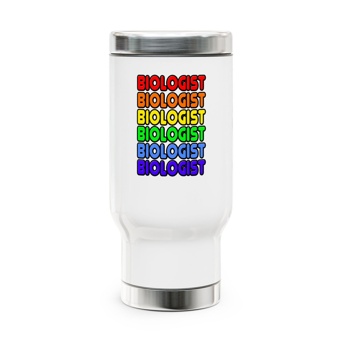 Rainbow Biologist - Stainless Steel Travel Mug with Handle, 14oz
