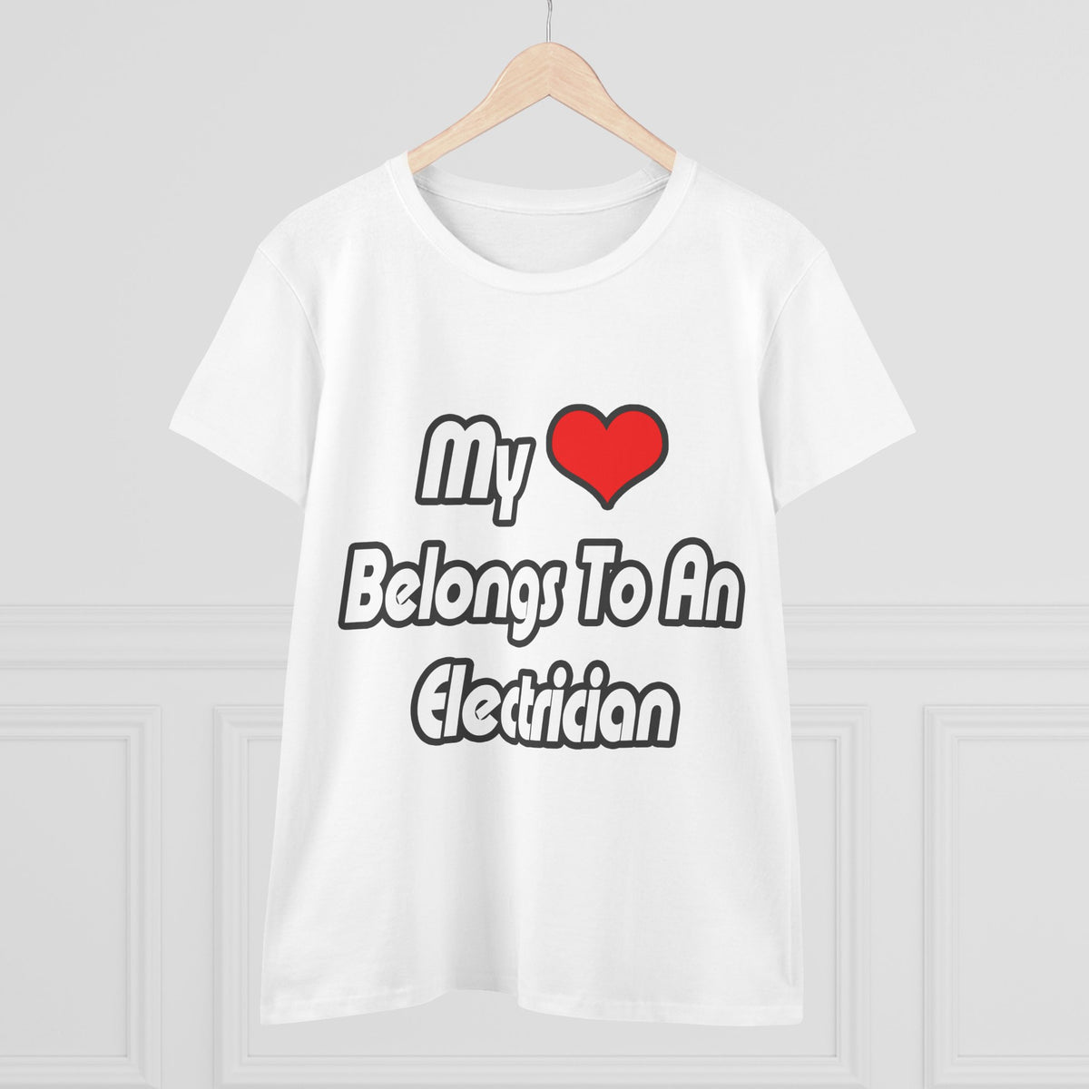 My Heart Belongs To An Electrician - Women's Midweight Cotton Tee