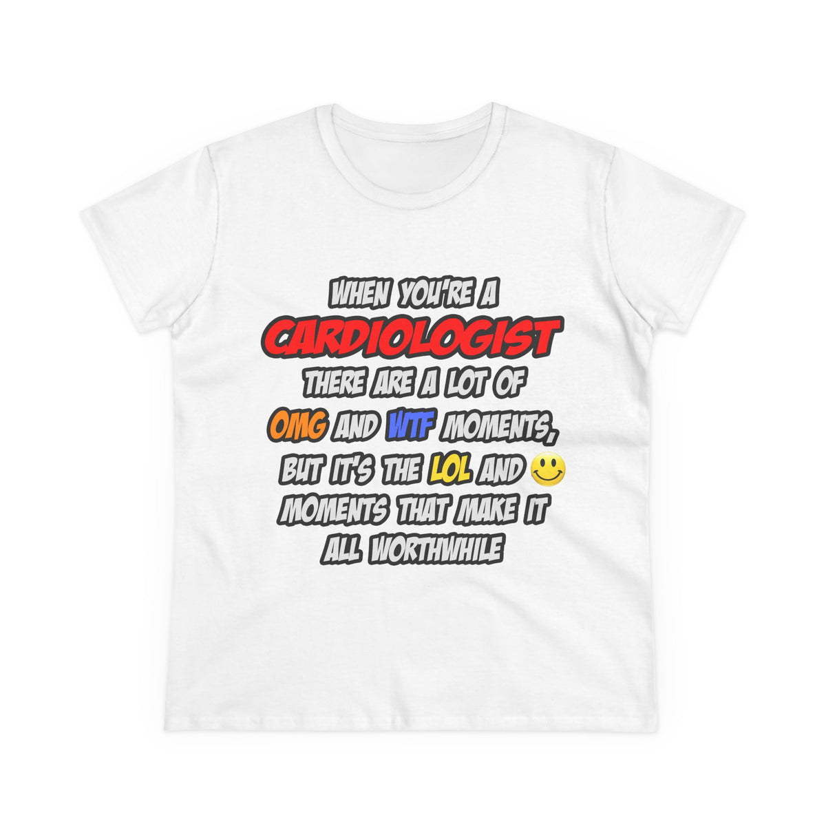 Cardiologist .. OMG WTF LOL - Women's Midweight Cotton Tee