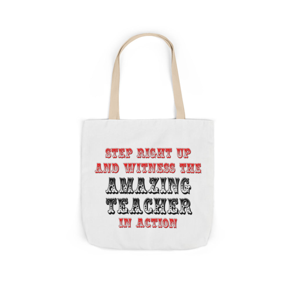 Amazing Teacher In Action - Canvas Tote Bag, 5-Color Straps