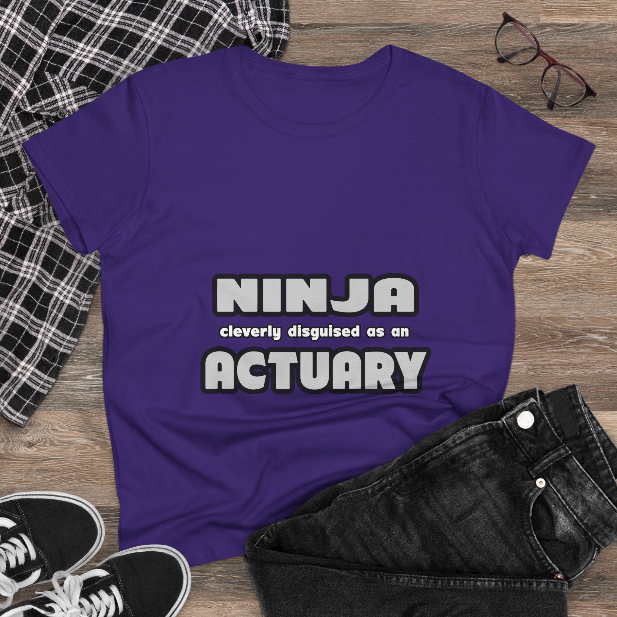 Ninja Cleverly Disguised As An Actuary - Women's Midweight Cotton Tee