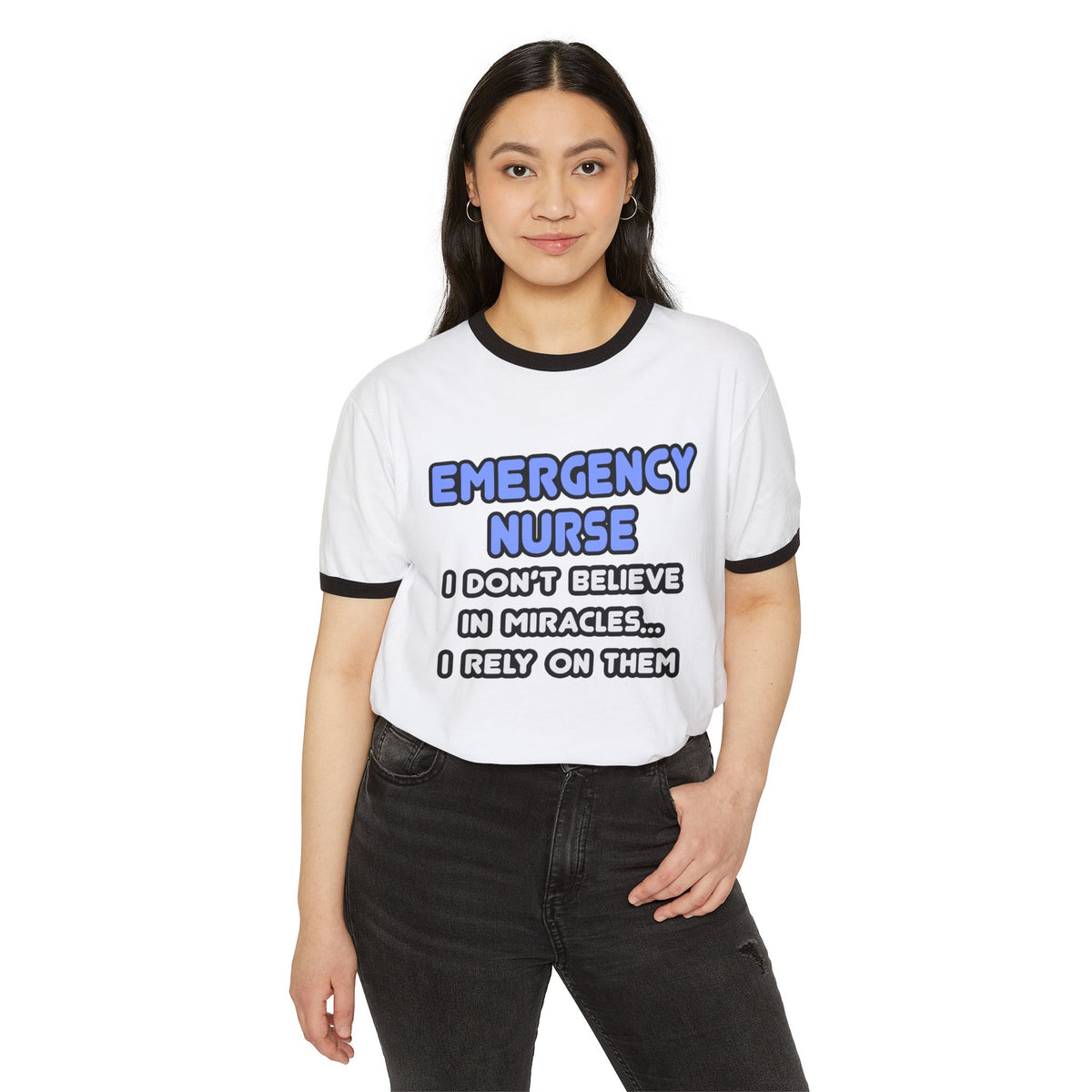 Miracles and Emergency Nurses - Unisex Cotton Ringer T-Shirt