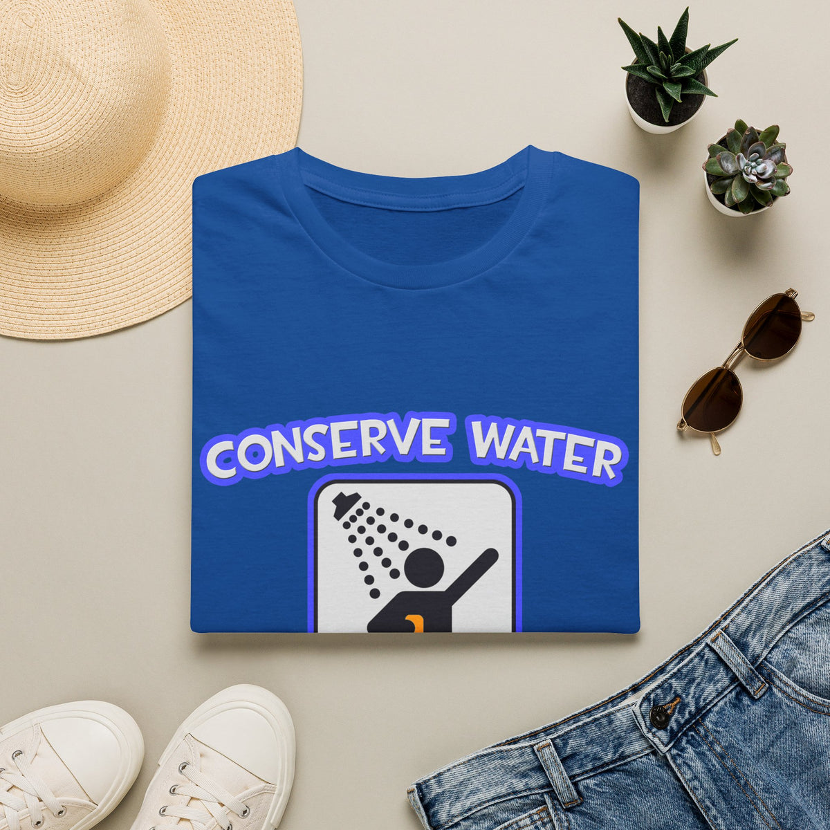 Conserve Water .. Shower With Air Traffic Controller - Unisex Softstyle T-Shirt