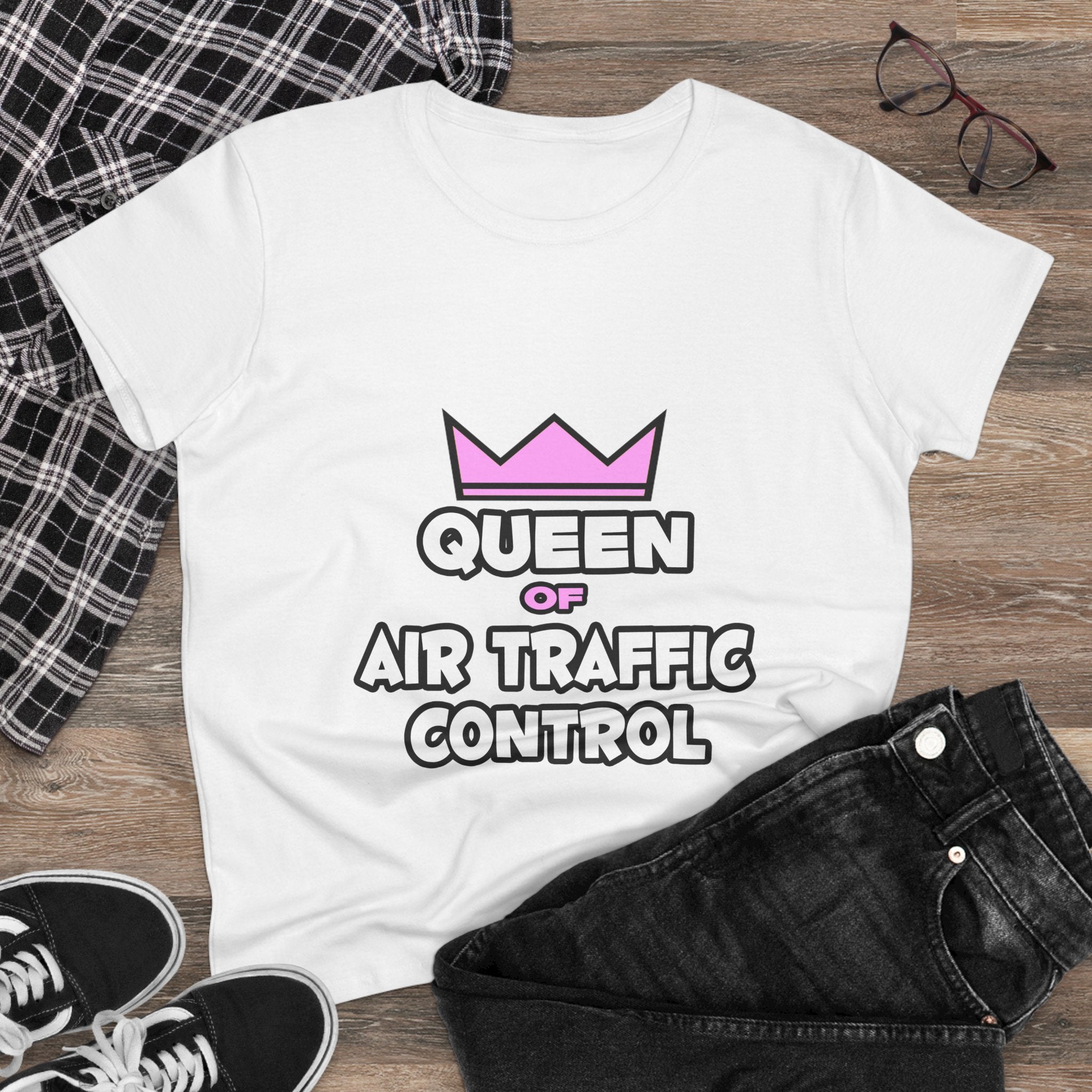 Queen of Air Traffic Control - Women's Midweight Cotton Tee