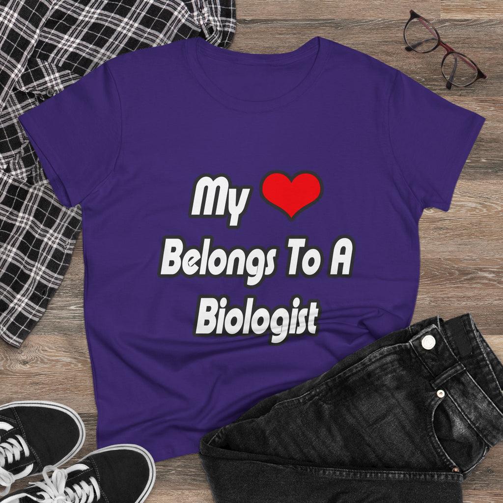 My Heart Belongs To A Biologist - Women's Midweight Cotton Tee