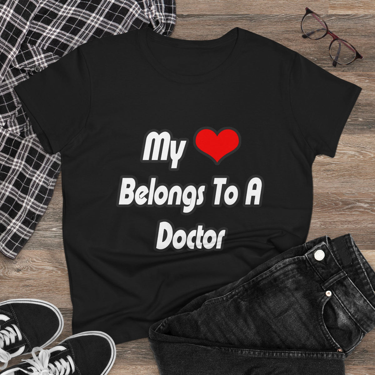 My Heart Belongs To A Doctor - Women's Midweight Cotton Tee