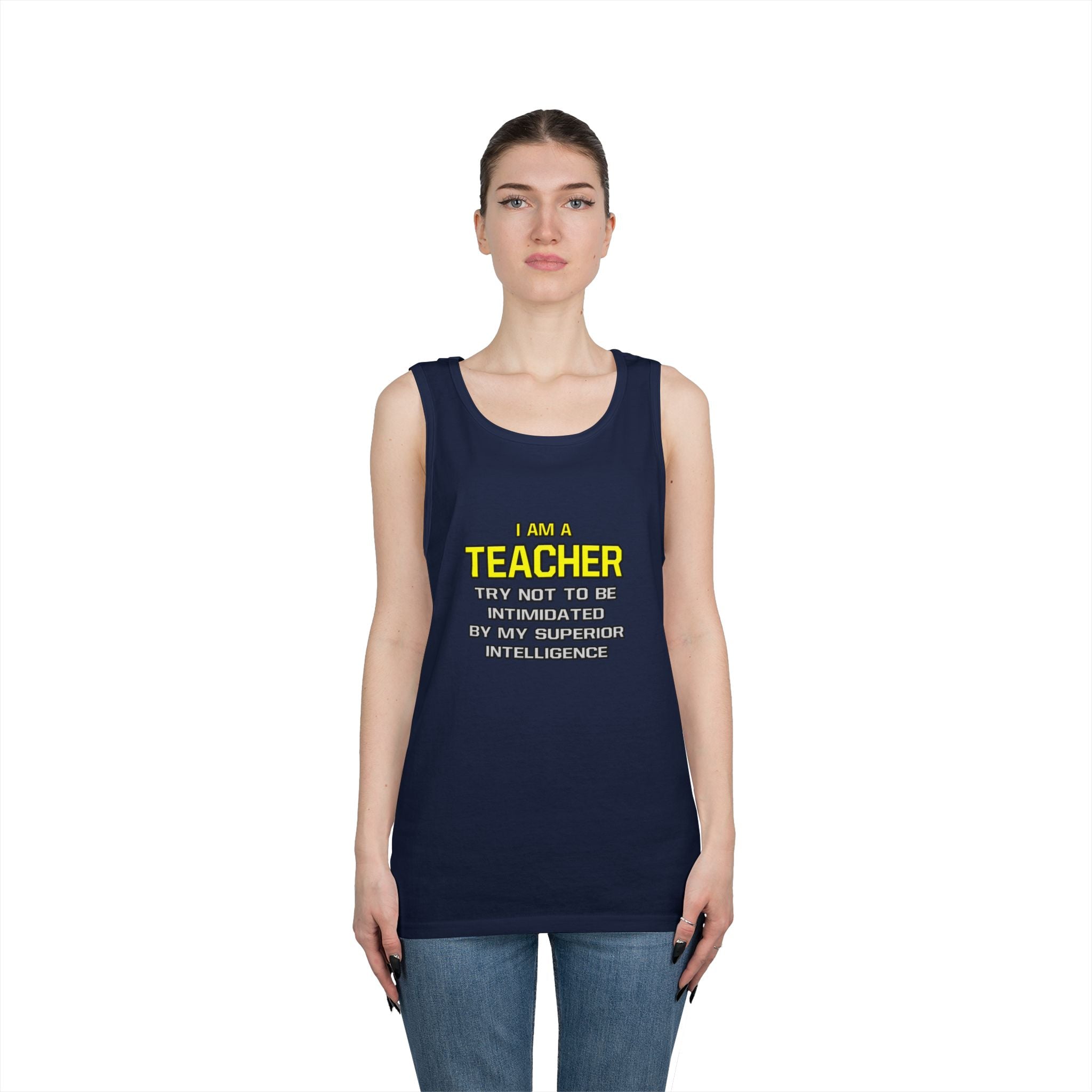 Teacher...Superior Intelligence - Unisex Heavy Cotton Tank Top
