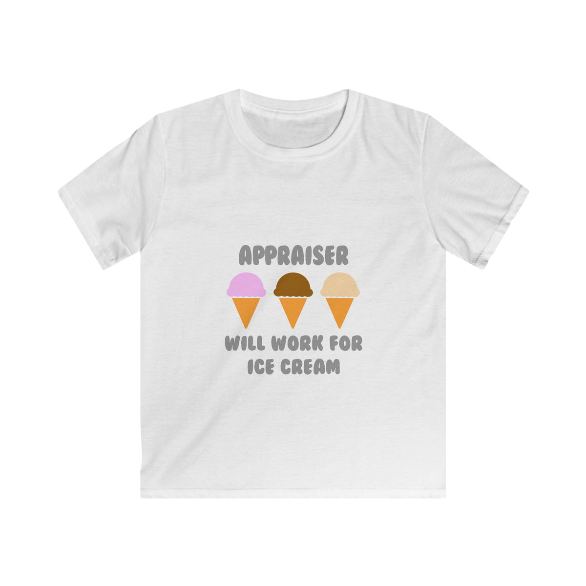 Appraiser ... Will Work For Ice Cream - Kids Softstyle Tee