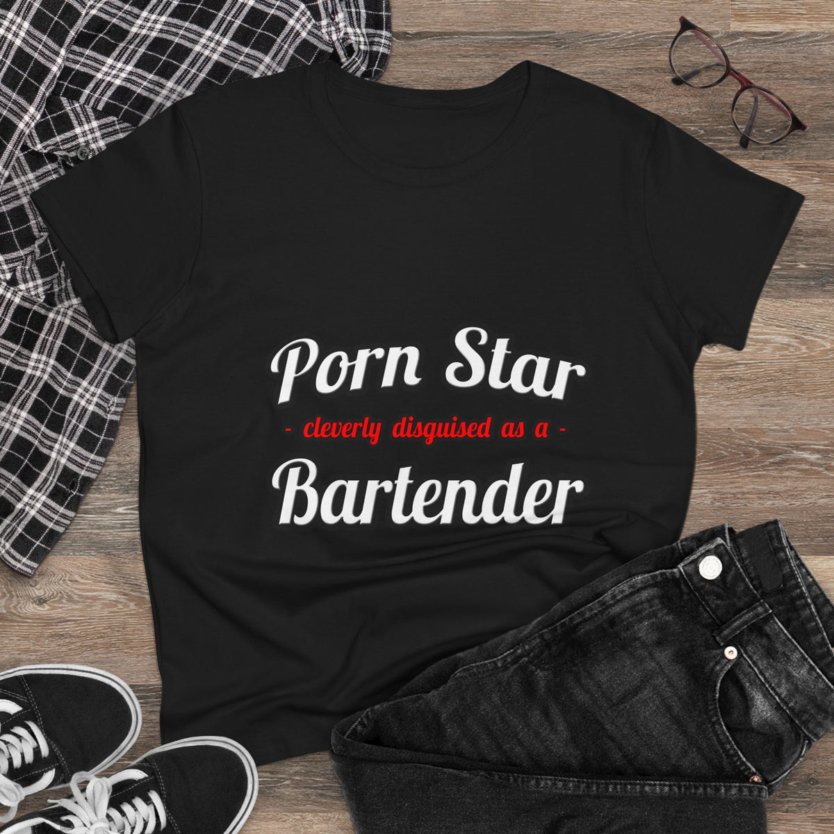 Porn Star... Bartender - Women's Midweight Cotton Tee