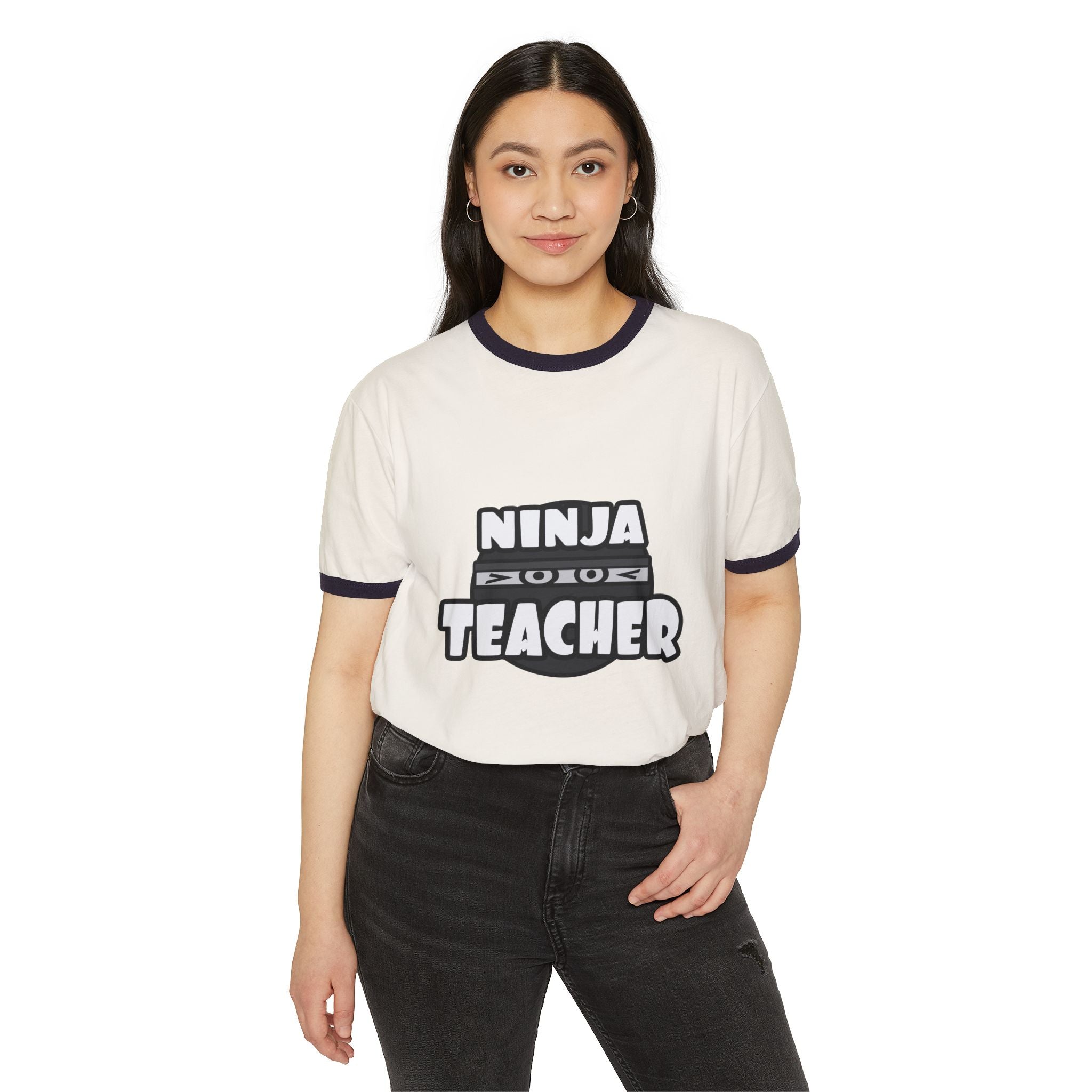 Ninja Teacher - Unisex Cotton Ringer T-Shirt