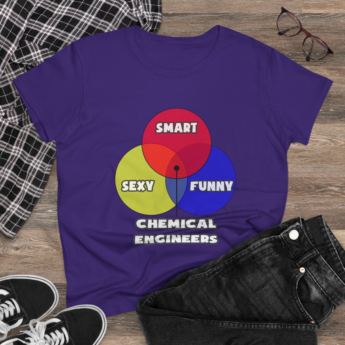 Venn Diagram .. Chemical Engineers - Women's Midweight Cotton Tee