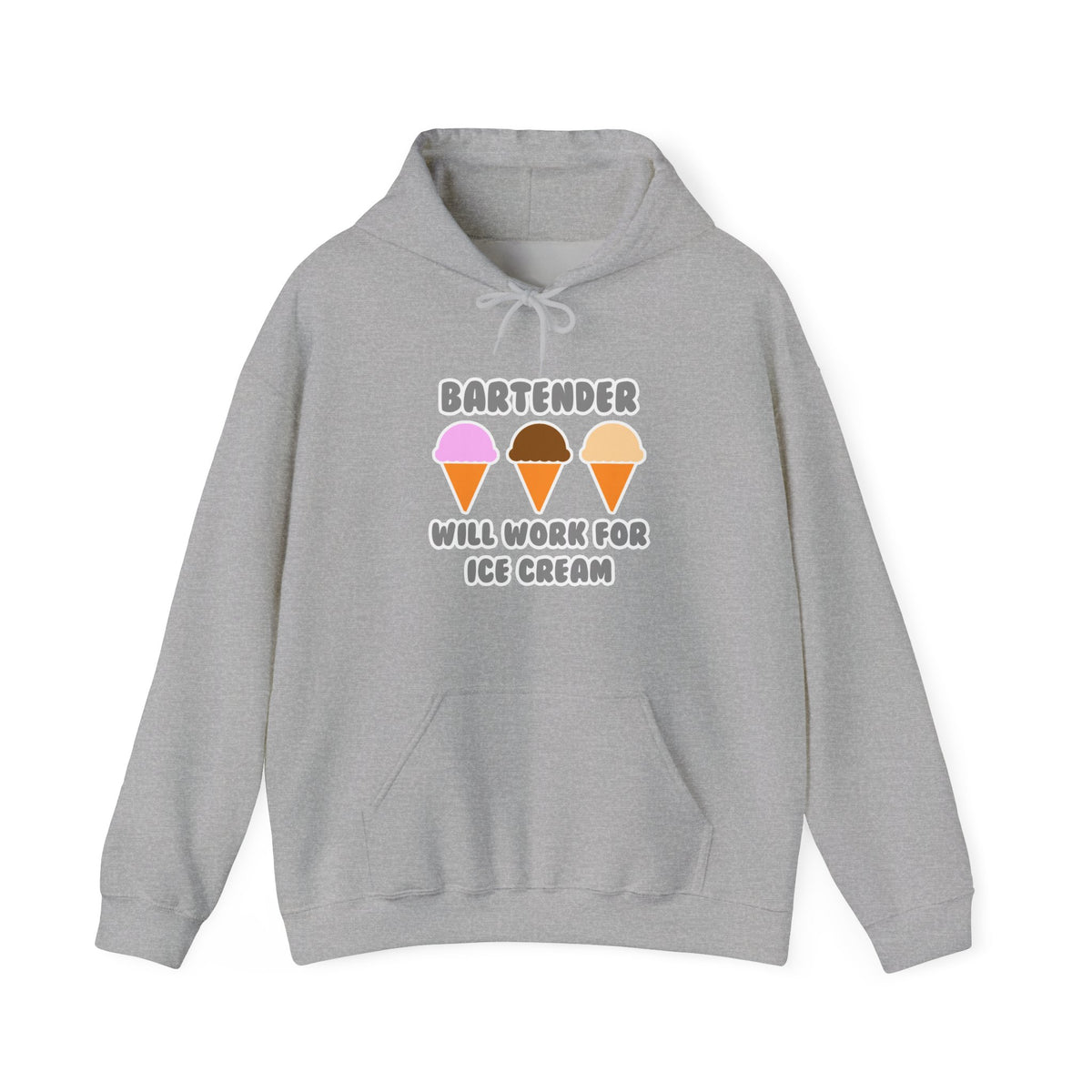 Bartender ... Will Work For Ice Cream - Unisex Heavy Blend™ Hooded Sweatshirt