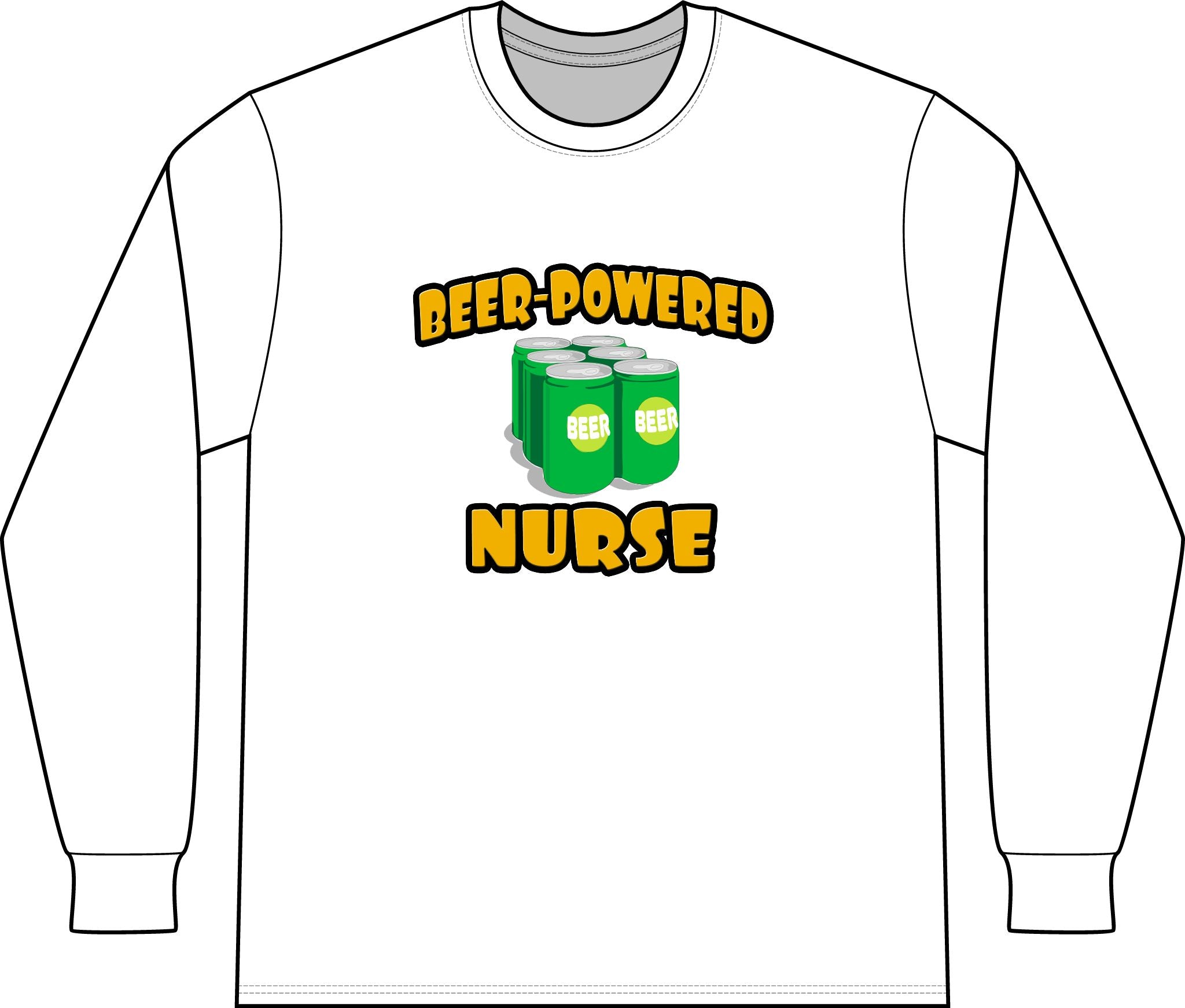 Beer Powered Nurse - Unisex Long Sleeve T-Shirt