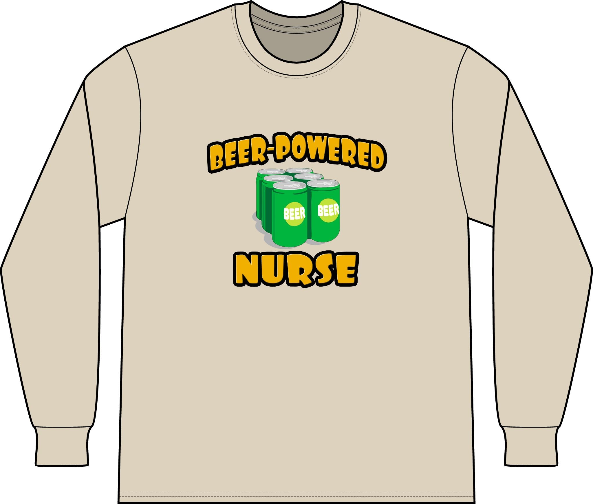 Beer Powered Nurse - Unisex Long Sleeve T-Shirt