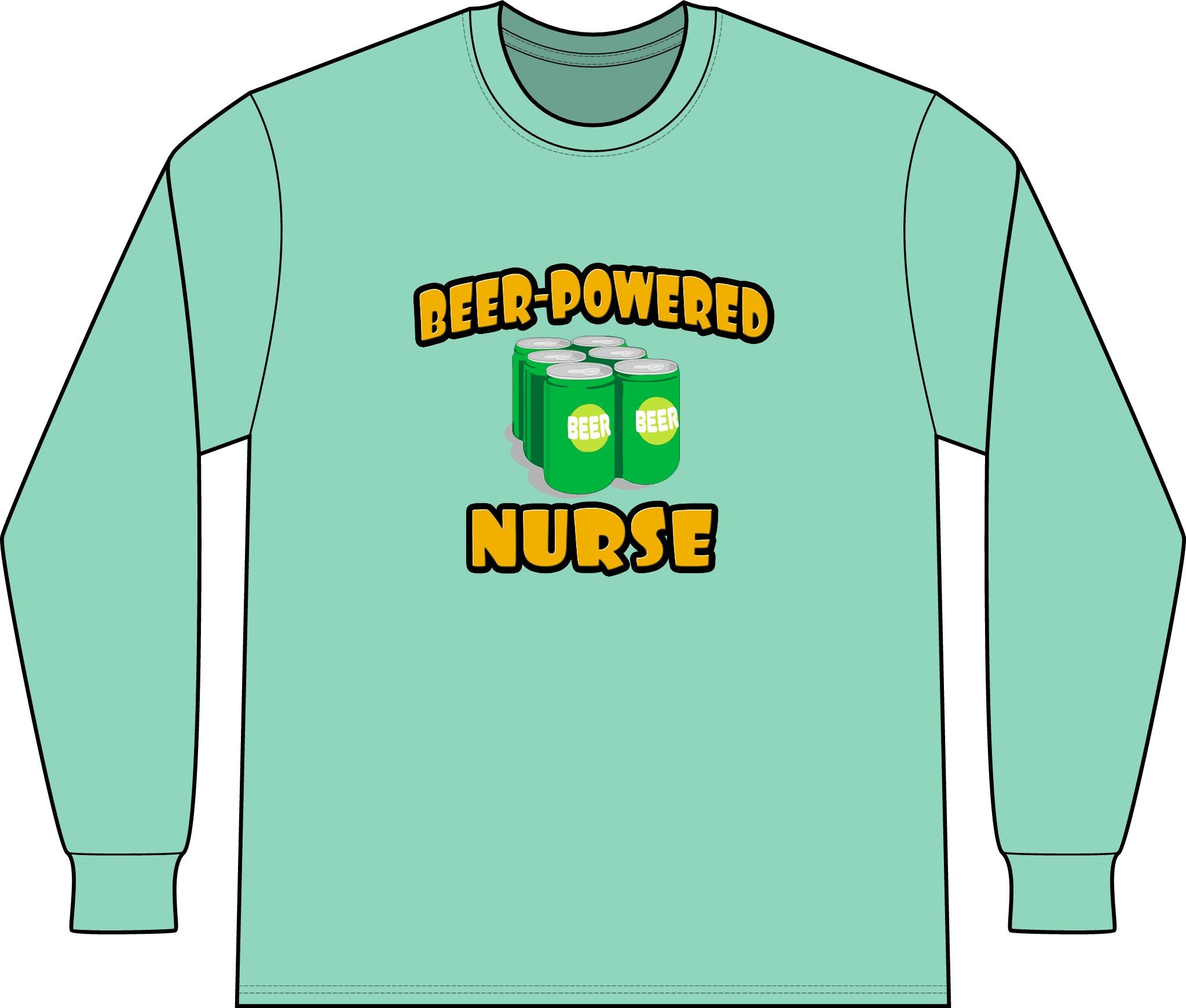 Beer Powered Nurse - Unisex Long Sleeve T-Shirt