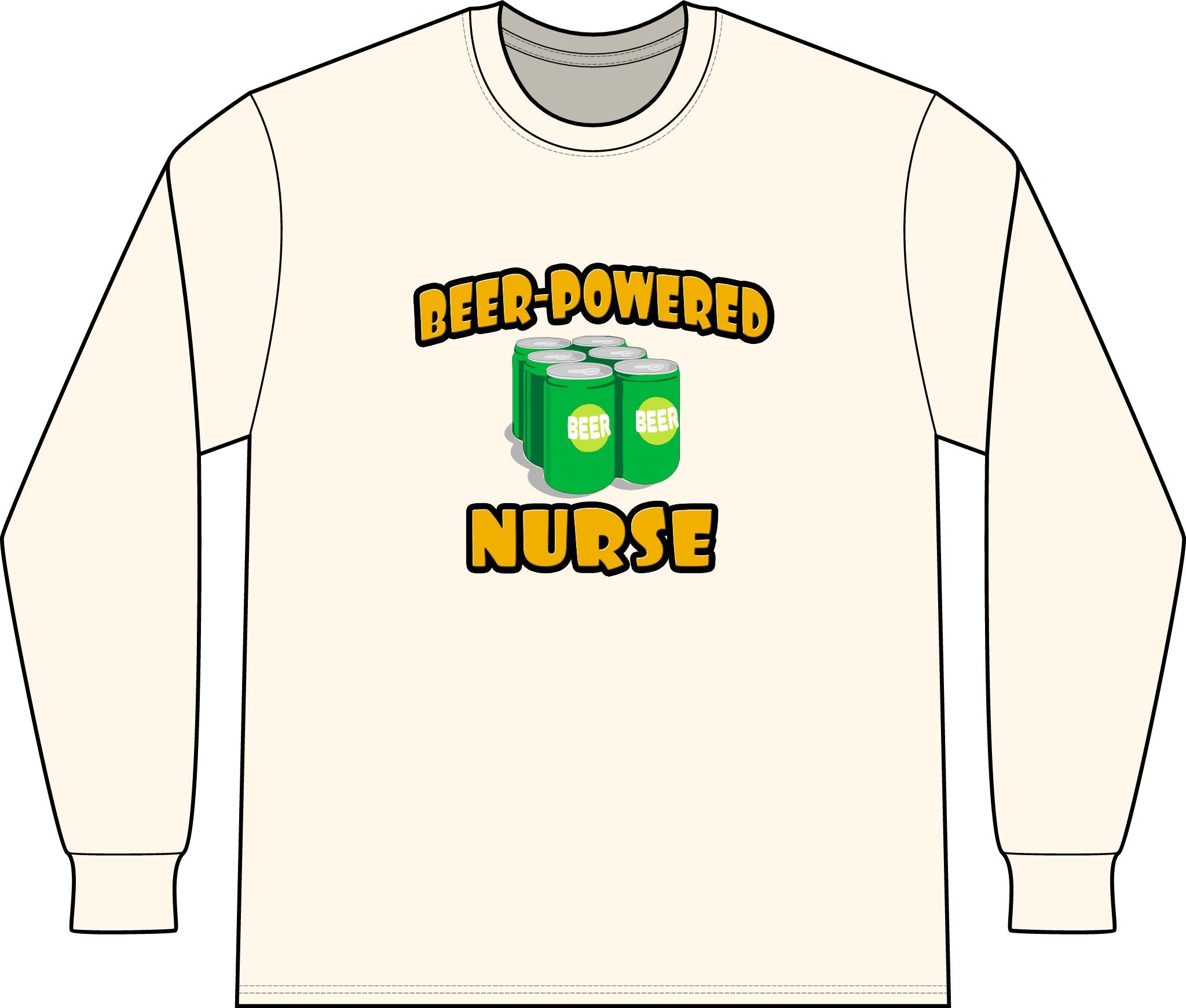 Beer Powered Nurse - Unisex Long Sleeve T-Shirt