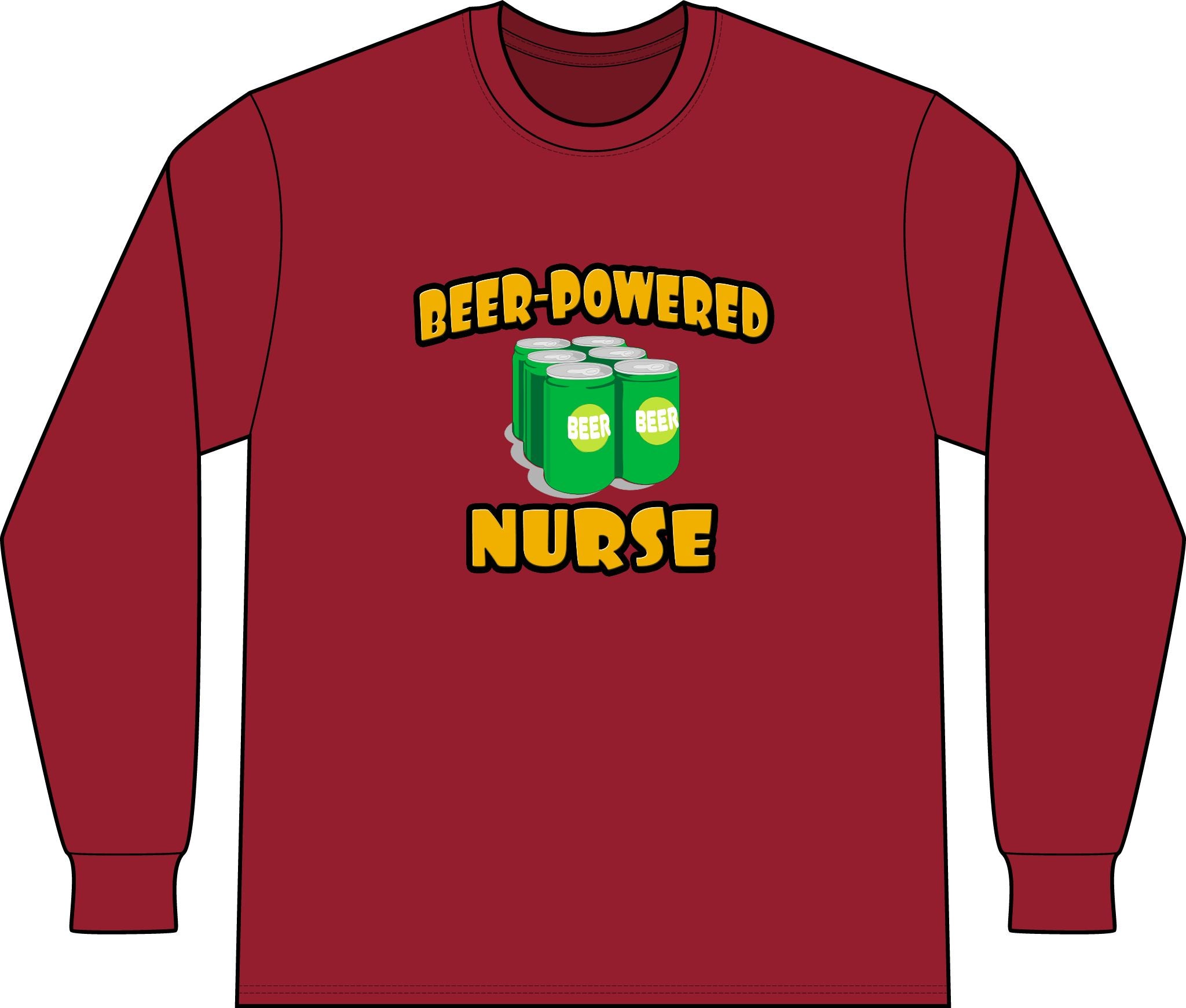 Beer Powered Nurse - Unisex Long Sleeve T-Shirt