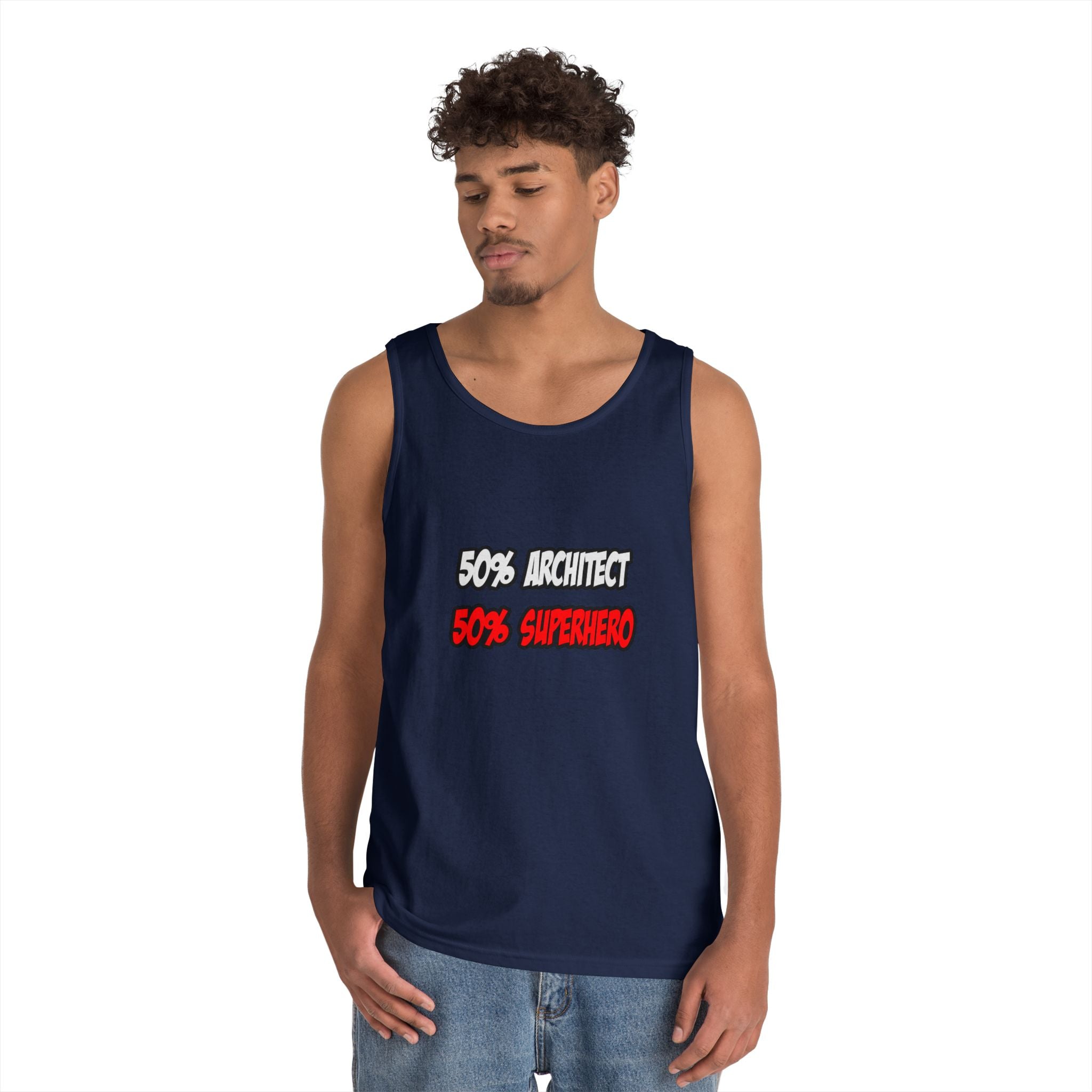 Half Architect...Half Superhero - Unisex Heavy Cotton Tank Top