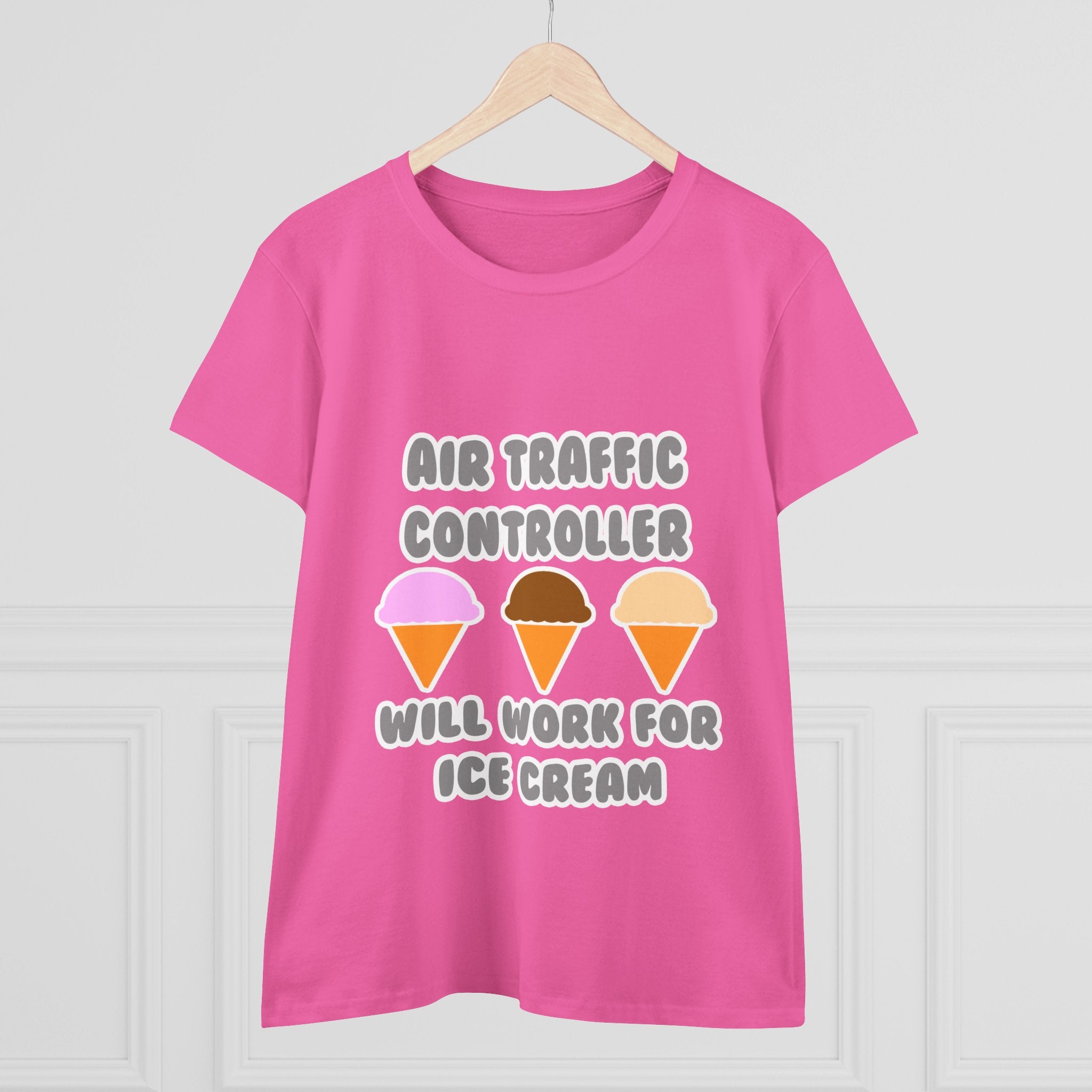 Air Traffic Controller ... Will Work For Ice Cream - Women's Midweight Cotton Tee