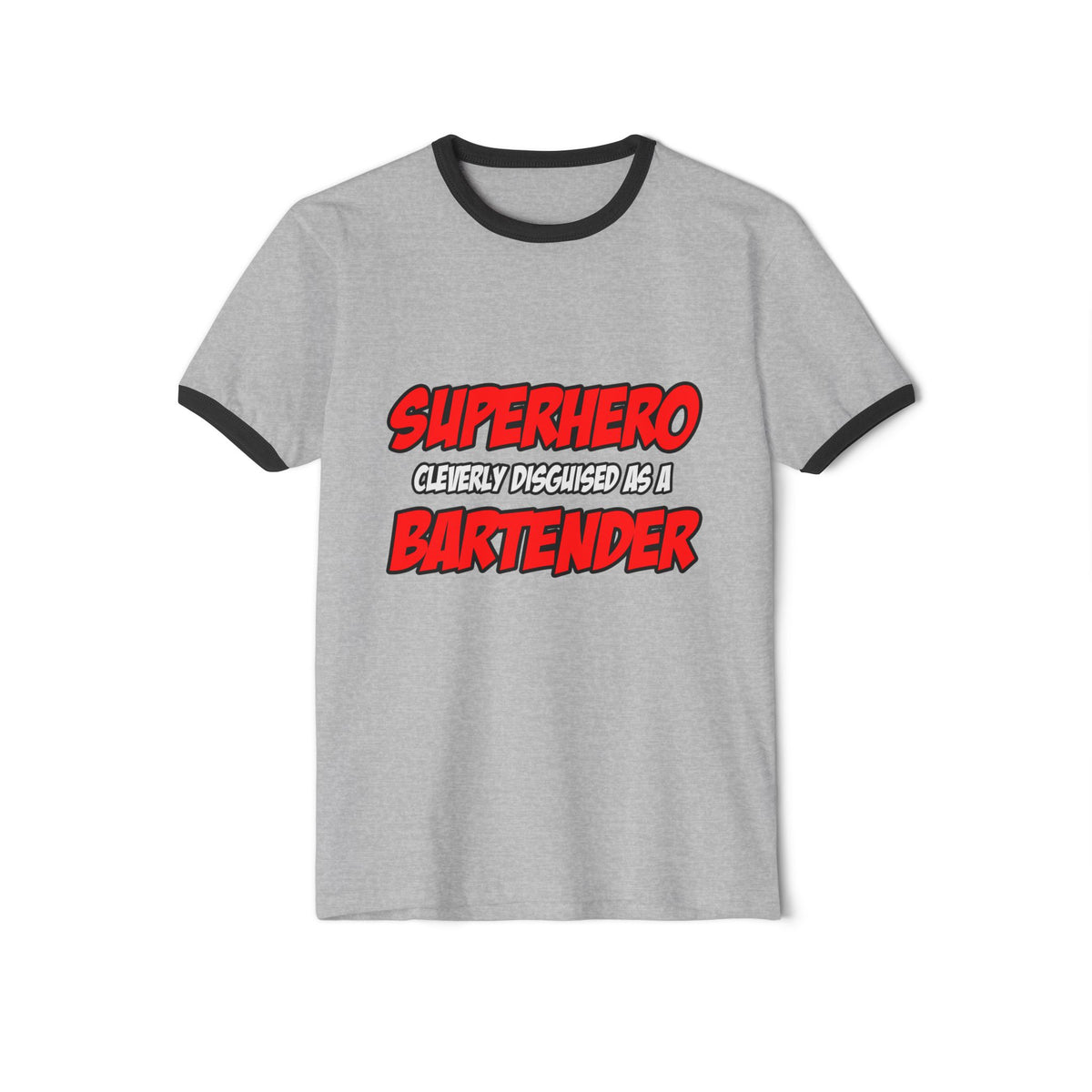 Superhero...Bartender - Unisex Cotton Ringer T-Shirt