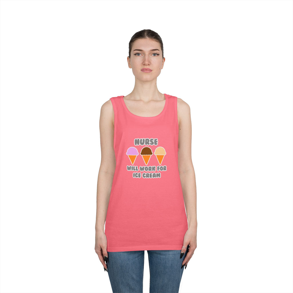 Nurse ... Will Work For Ice Cream - Unisex Heavy Cotton Tank Top