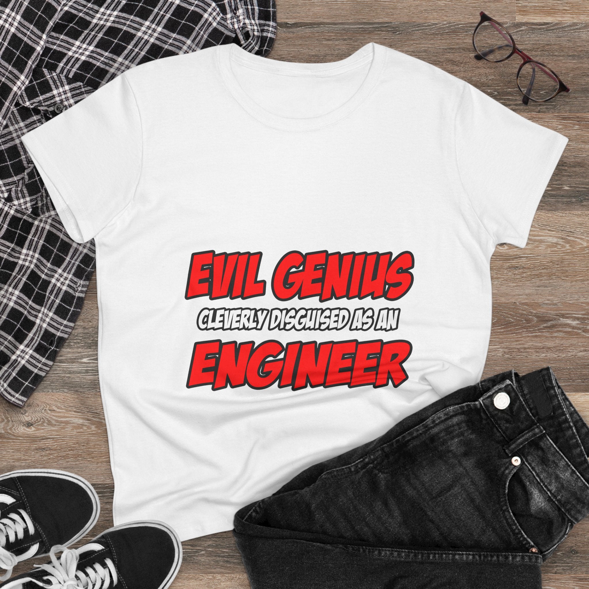 Evil Genius...Engineer - Women's Midweight Cotton Tee