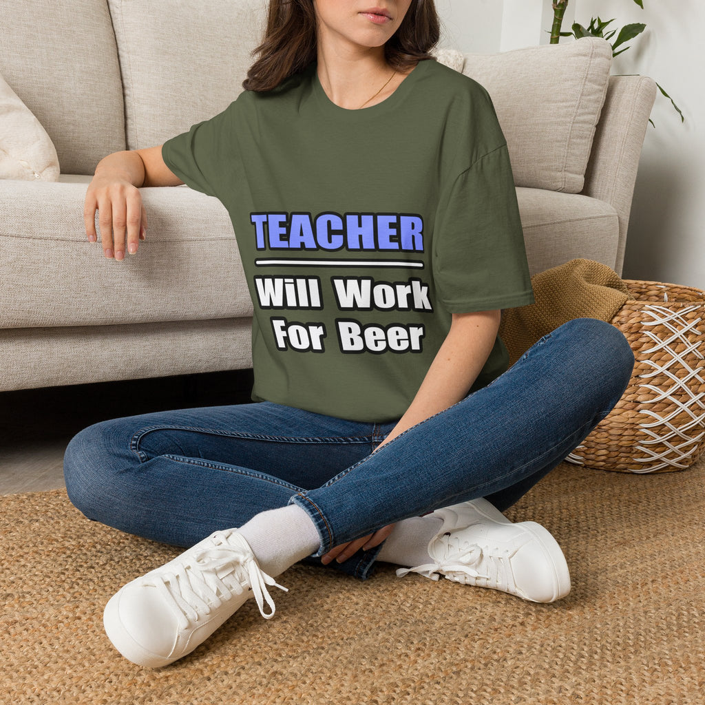 Teacher...Will Work For Beer - Unisex Softstyle T-Shirt