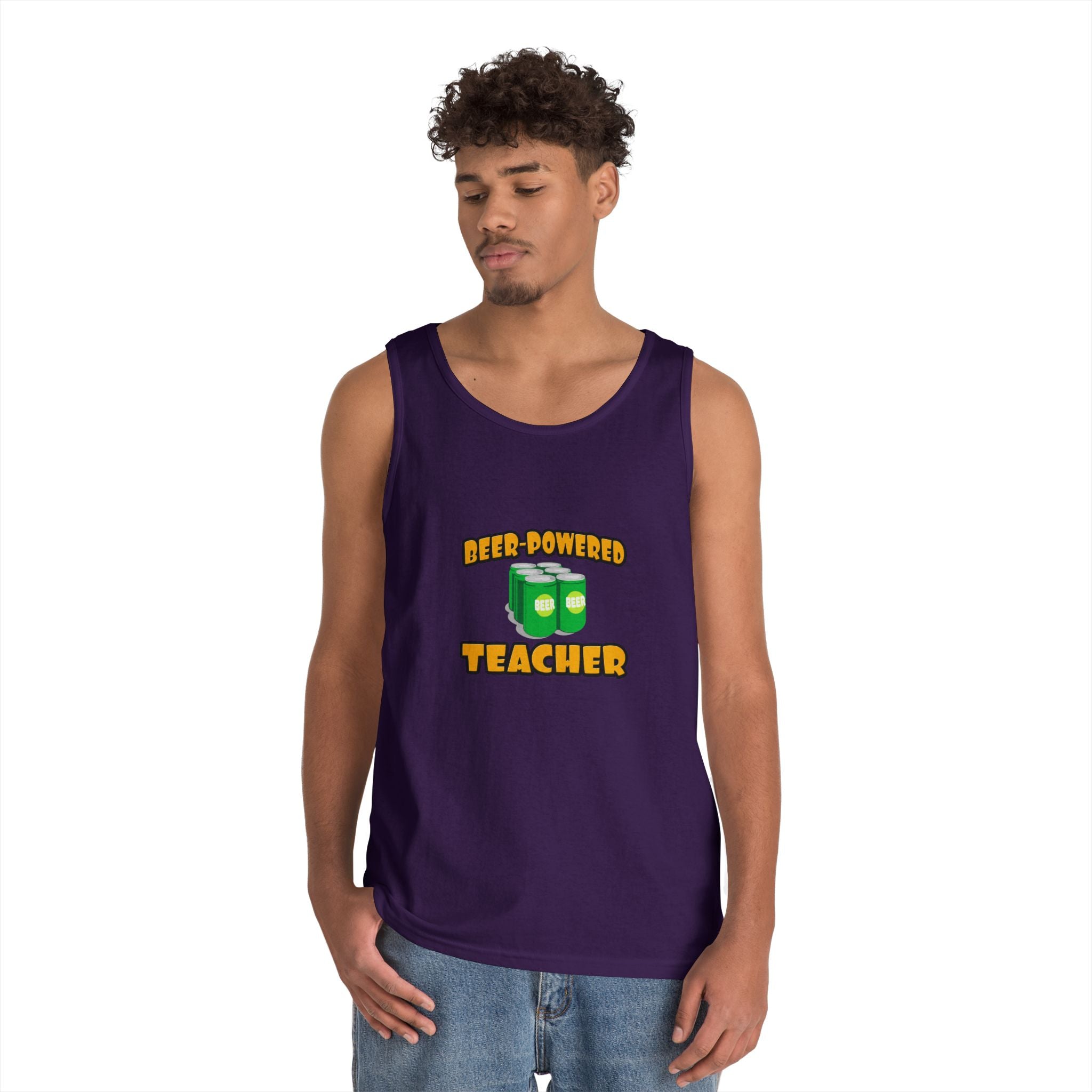 Beer Powered Teacher - Unisex Heavy Cotton Tank Top