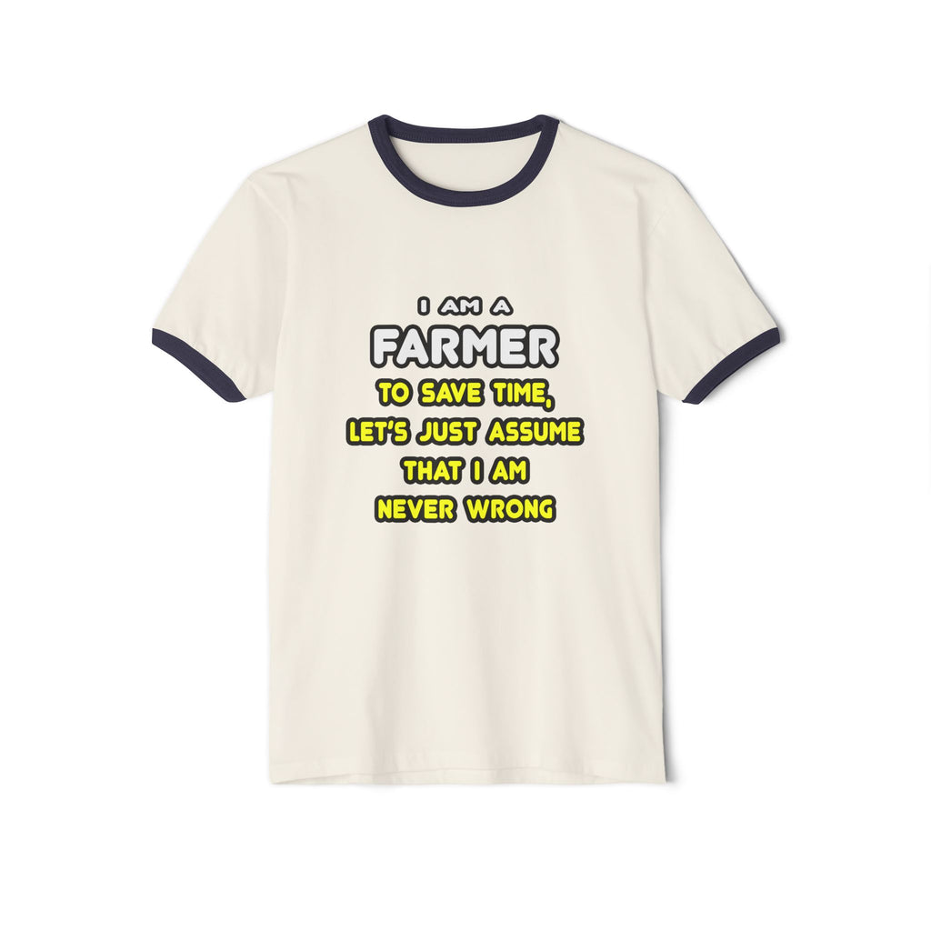 Funny Farmer T Shirts and Gifts - Unisex Cotton Ringer T-Shirt