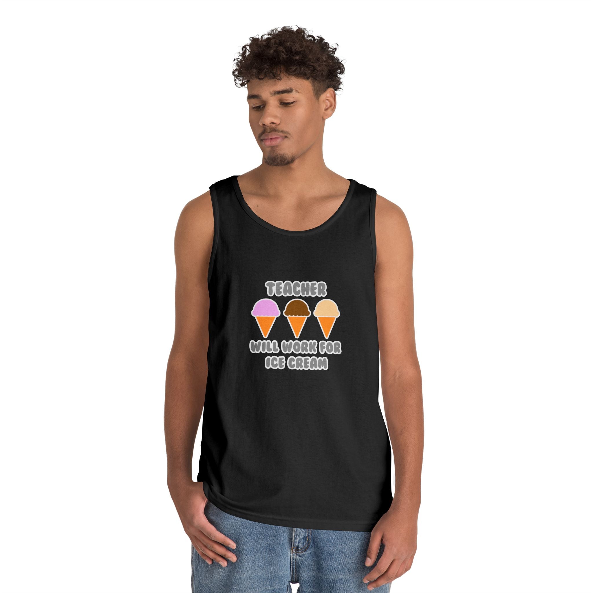 Teacher ... Will Work For Ice Cream - Unisex Heavy Cotton Tank Top