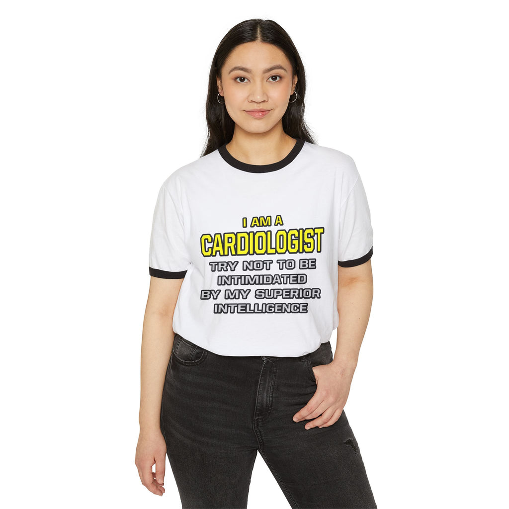 Cardiologist...Superior Intelligence - Unisex Cotton Ringer T-Shirt