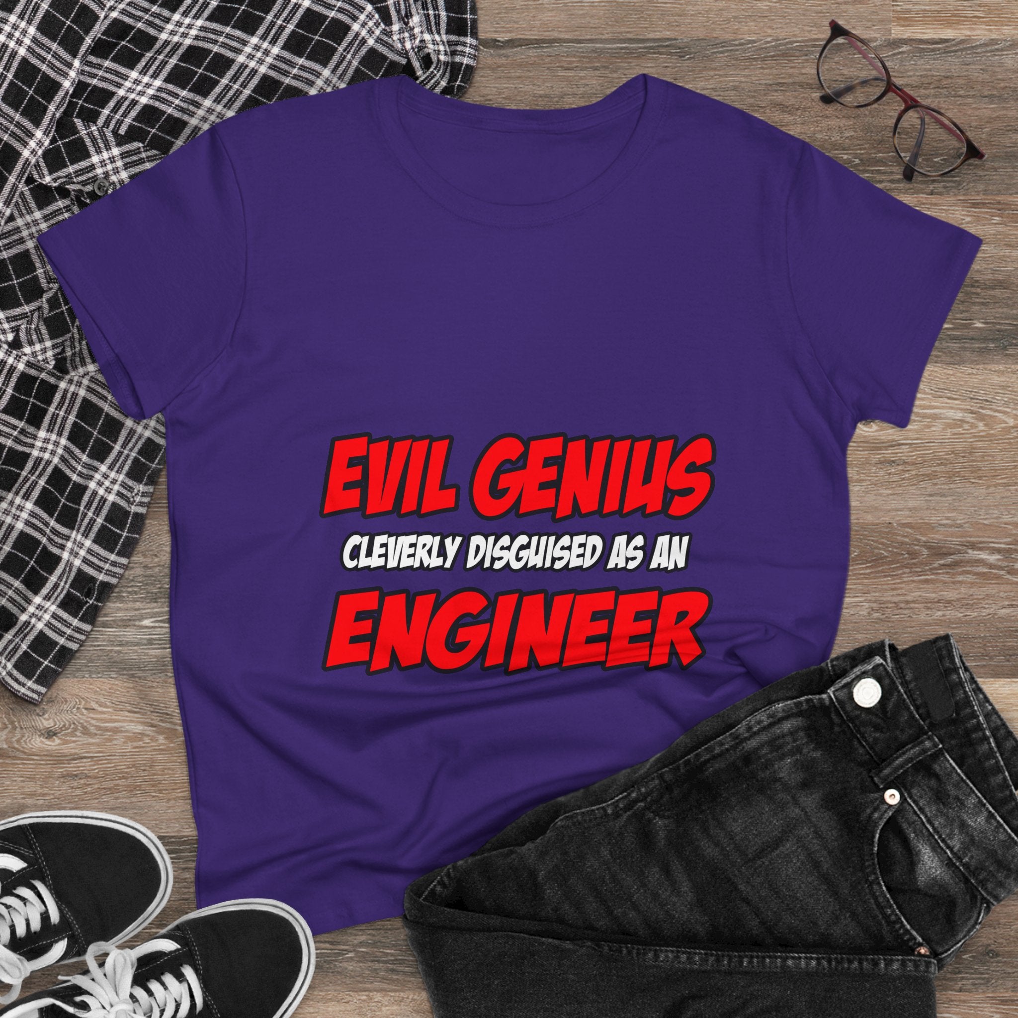 Evil Genius...Engineer - Women's Midweight Cotton Tee