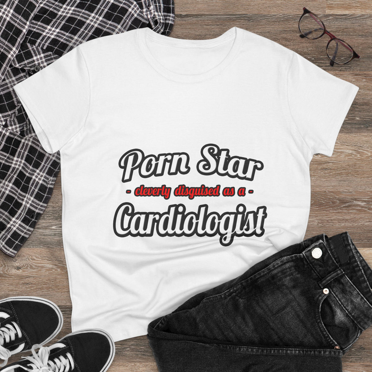Porn Star...Cardiologist (2) - Women's Midweight Cotton Tee
