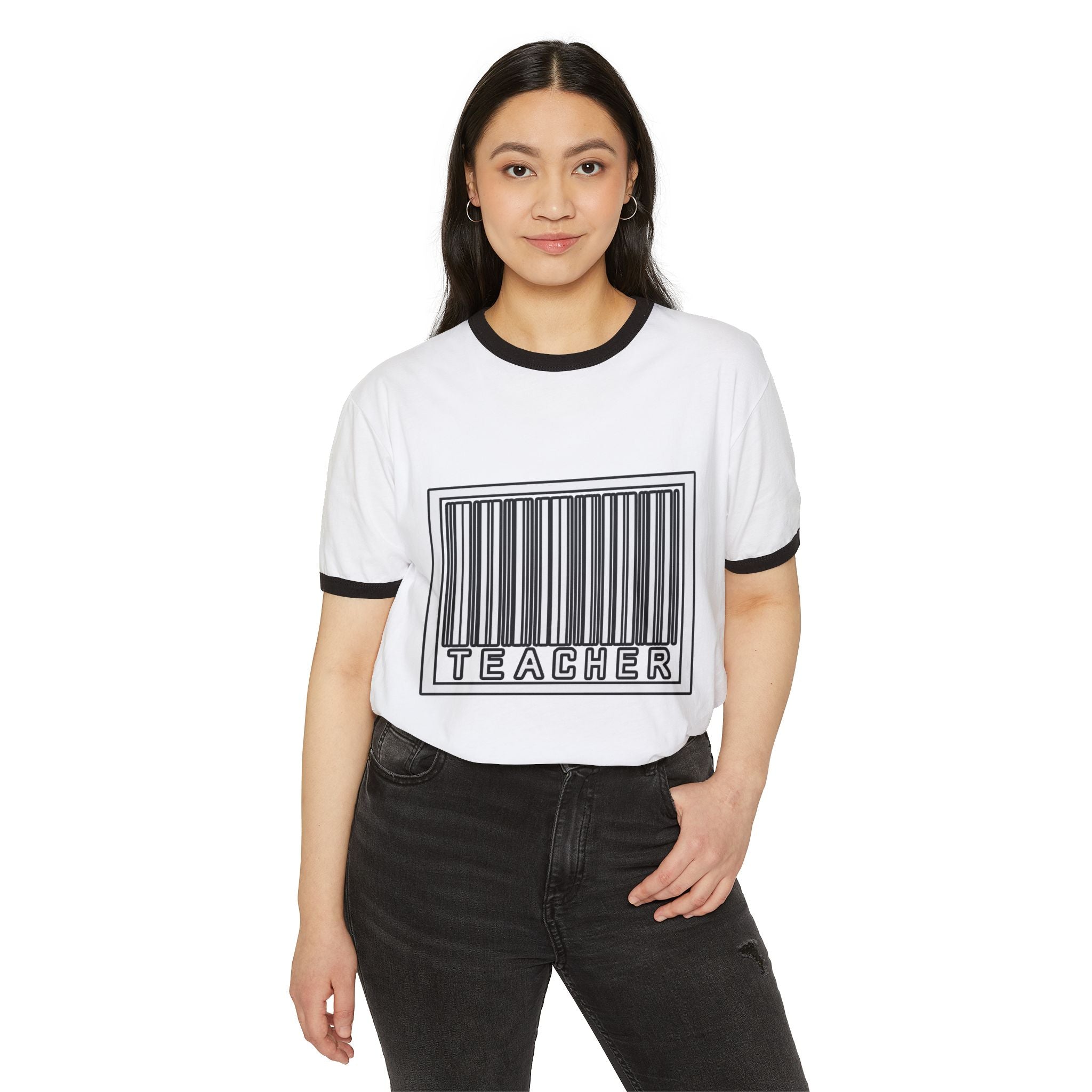 Barcode Teacher - Unisex Cotton Ringer T-Shirt
