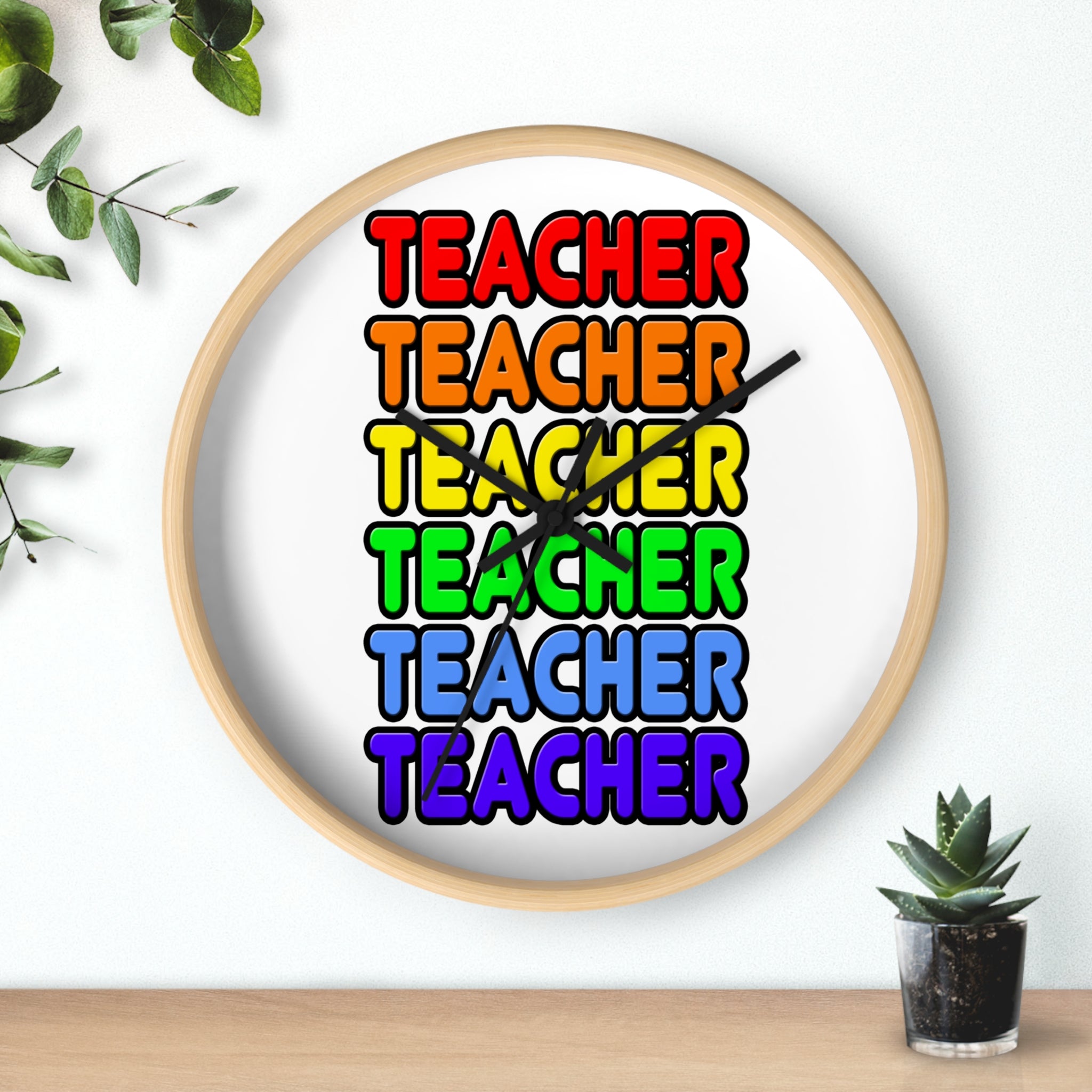 Rainbow Teacher - Wall Clock