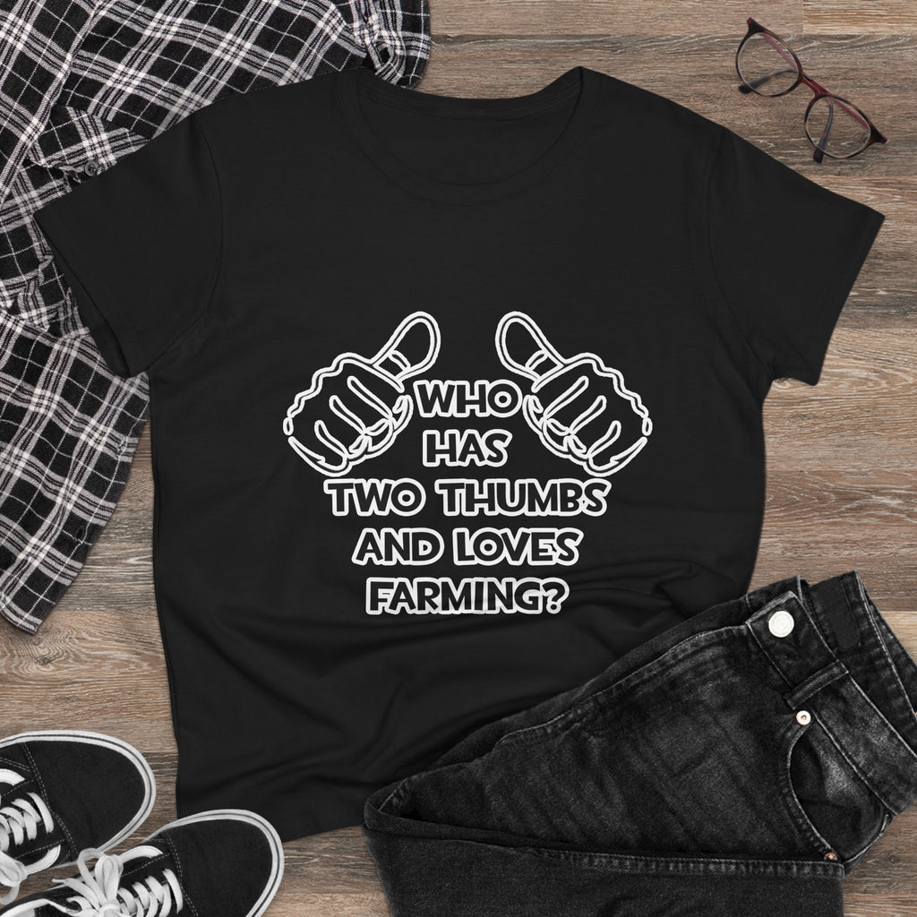 Two Thumbs and Loves Farming - Women's Midweight Cotton Tee