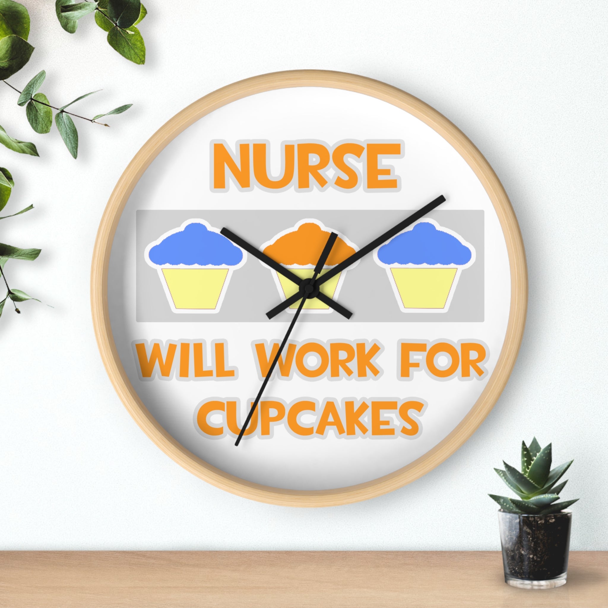 Nurse ... Will Work For Cupcakes - Wall Clock