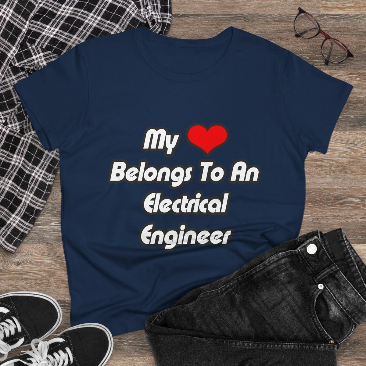 My Heart Belongs To An Electrical Engineer - Women's Midweight Cotton Tee